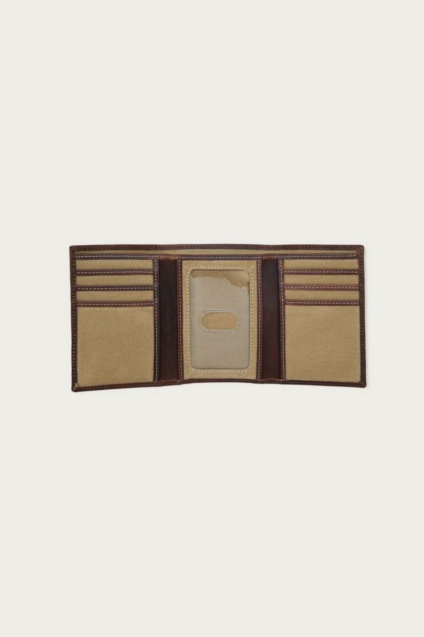 Canvas with Leather Trim Trifold Wallet