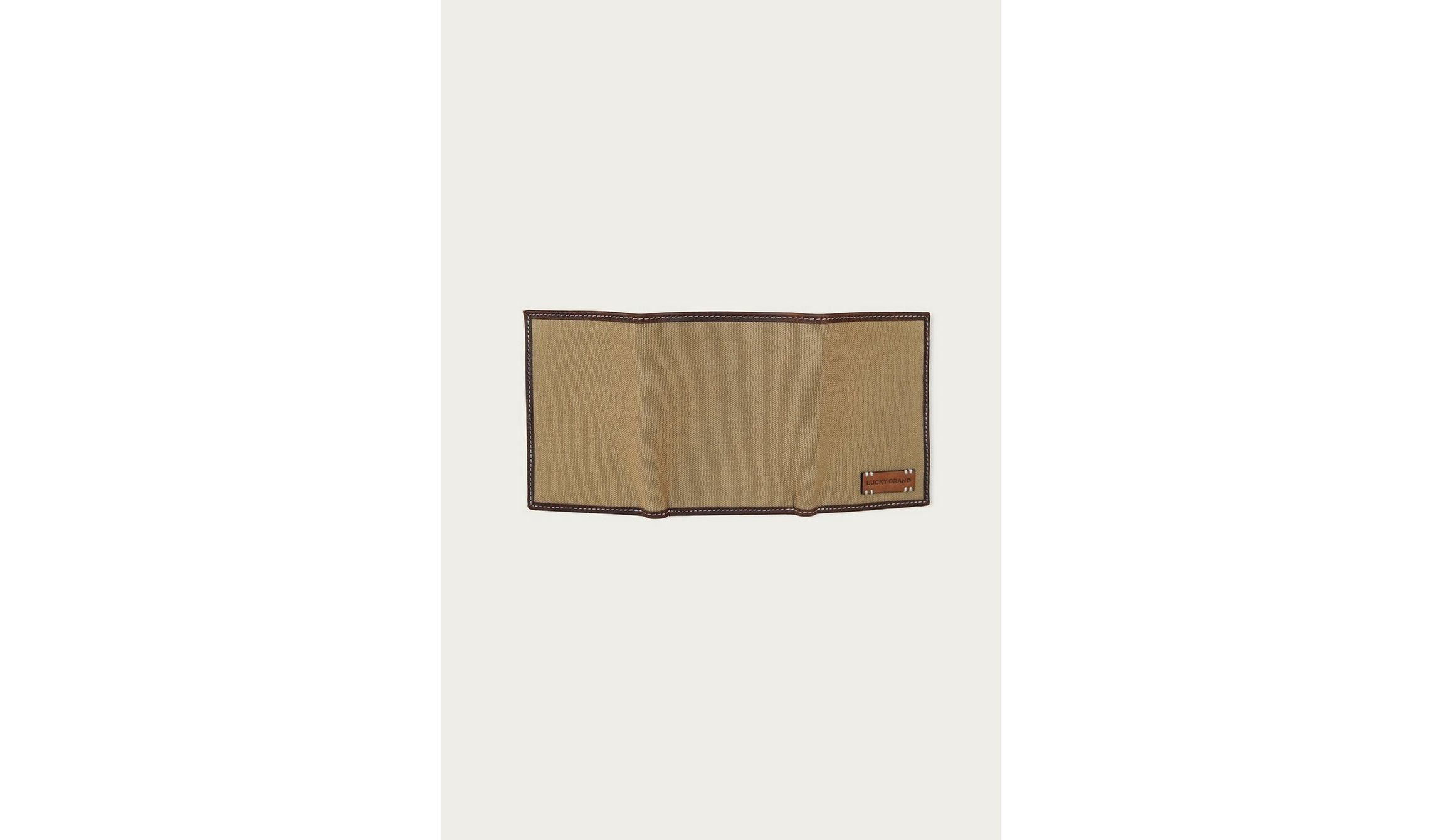 Canvas with Leather Trim Trifold Wallet