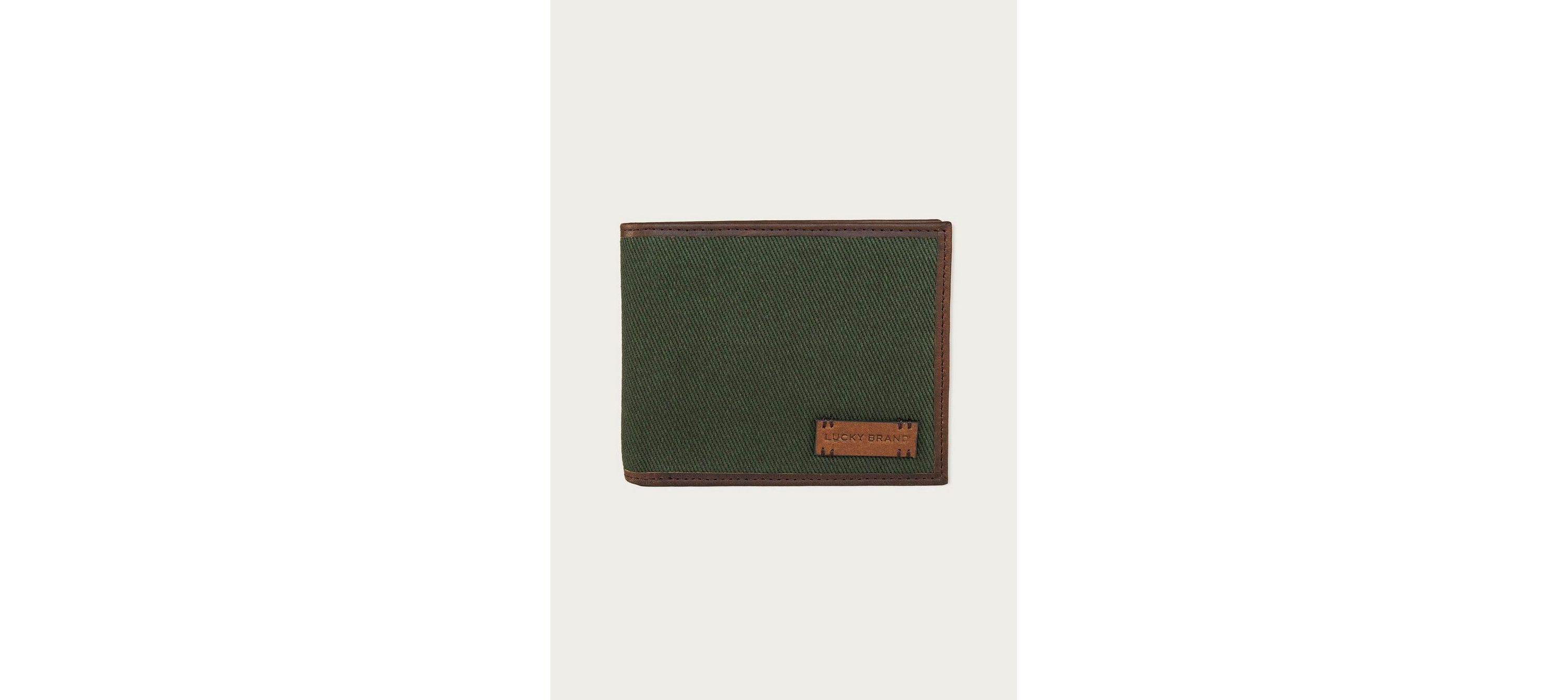 Canvas with Leather Trim Bifold Wallet