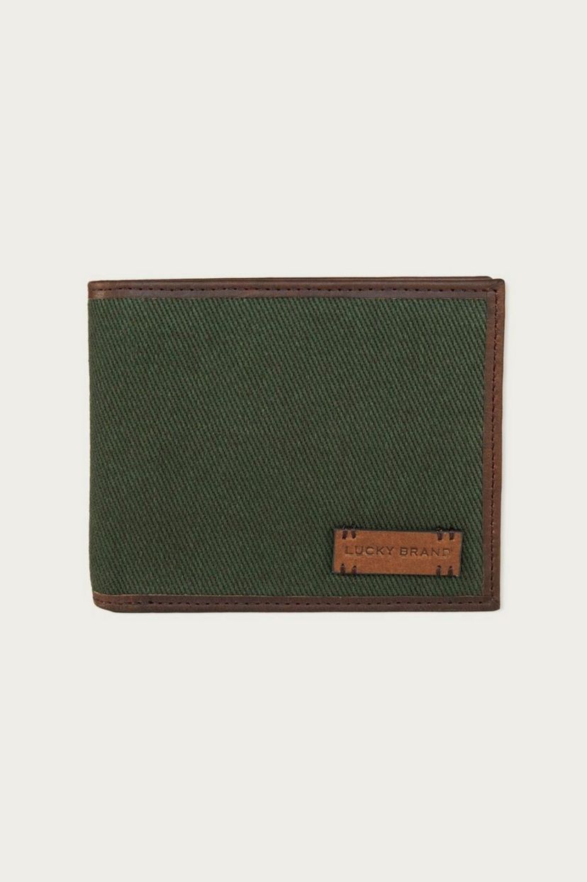 Canvas with Leather Trim Bifold Wallet