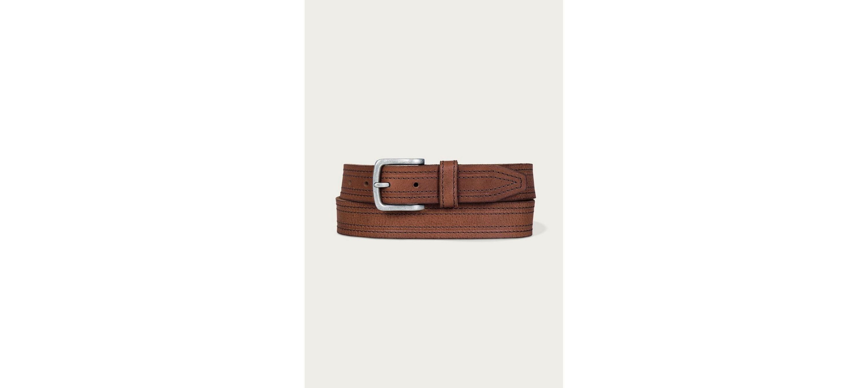 Antiqued Leather Belt with Stitch Detail