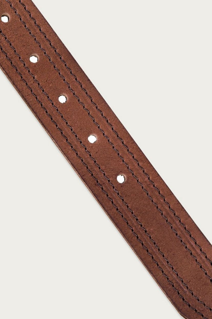 Antiqued Leather Belt with Stitch Detail