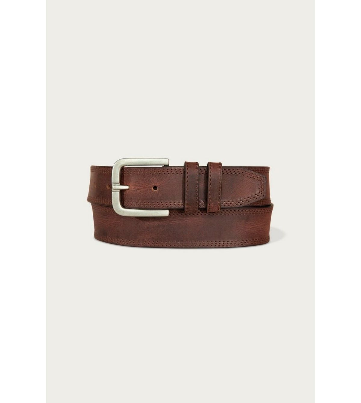 Triple Needle Stitched Leather Belt