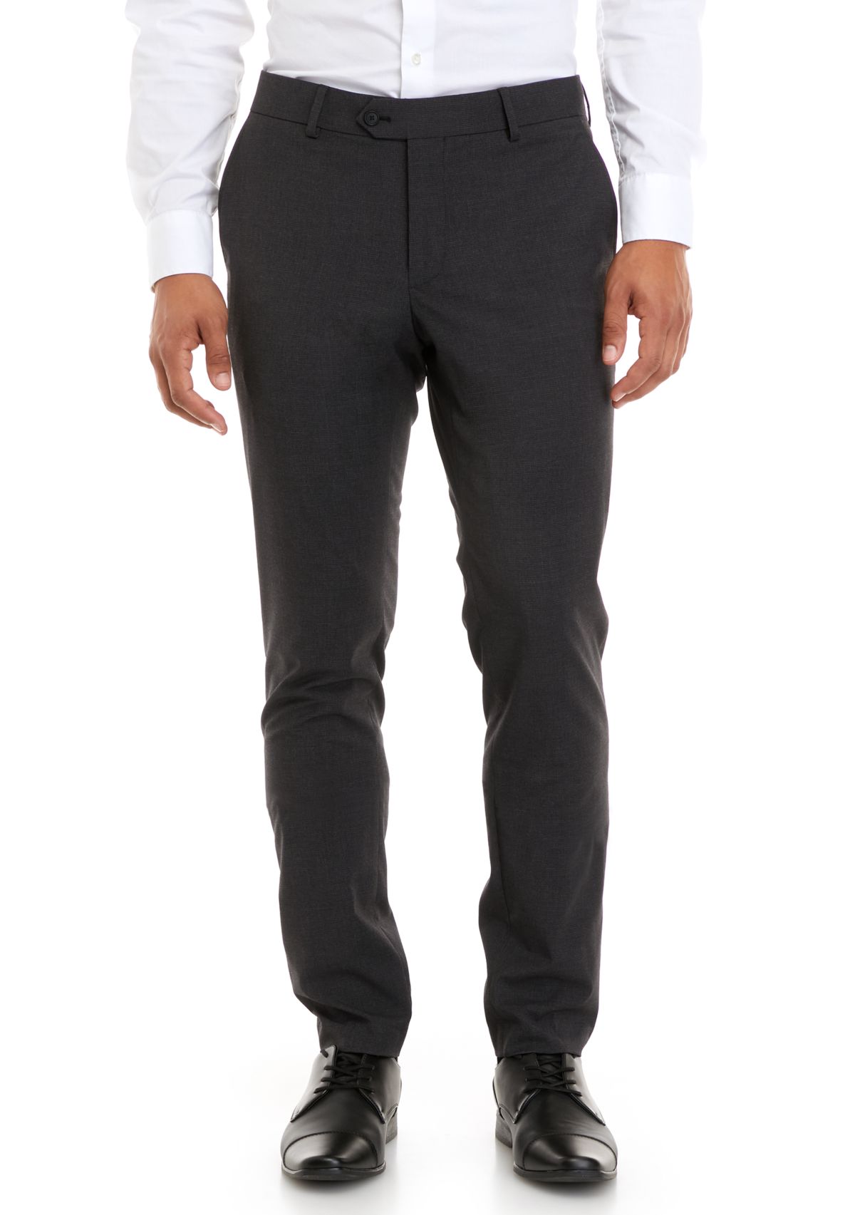 Mens Charcoal Micro Box Slim Fit Notch Pants
