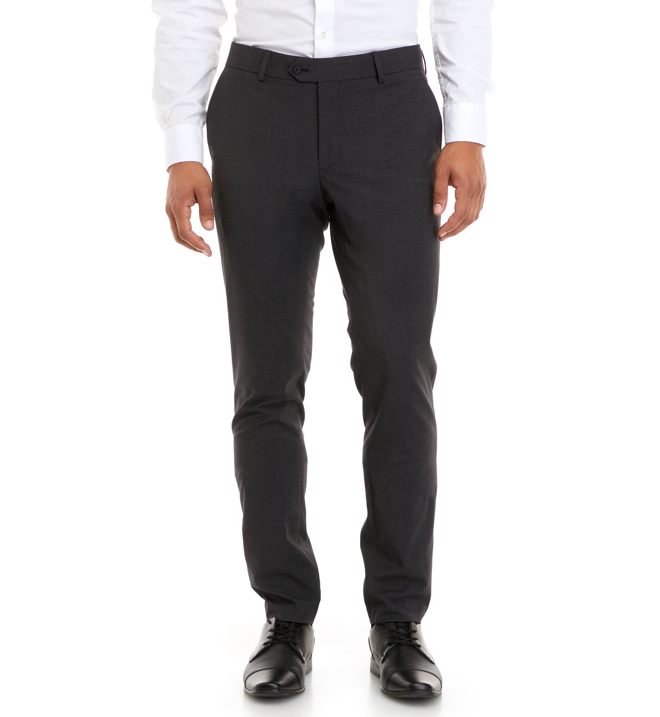 Mens Charcoal Micro Box Slim Fit Notch Pants