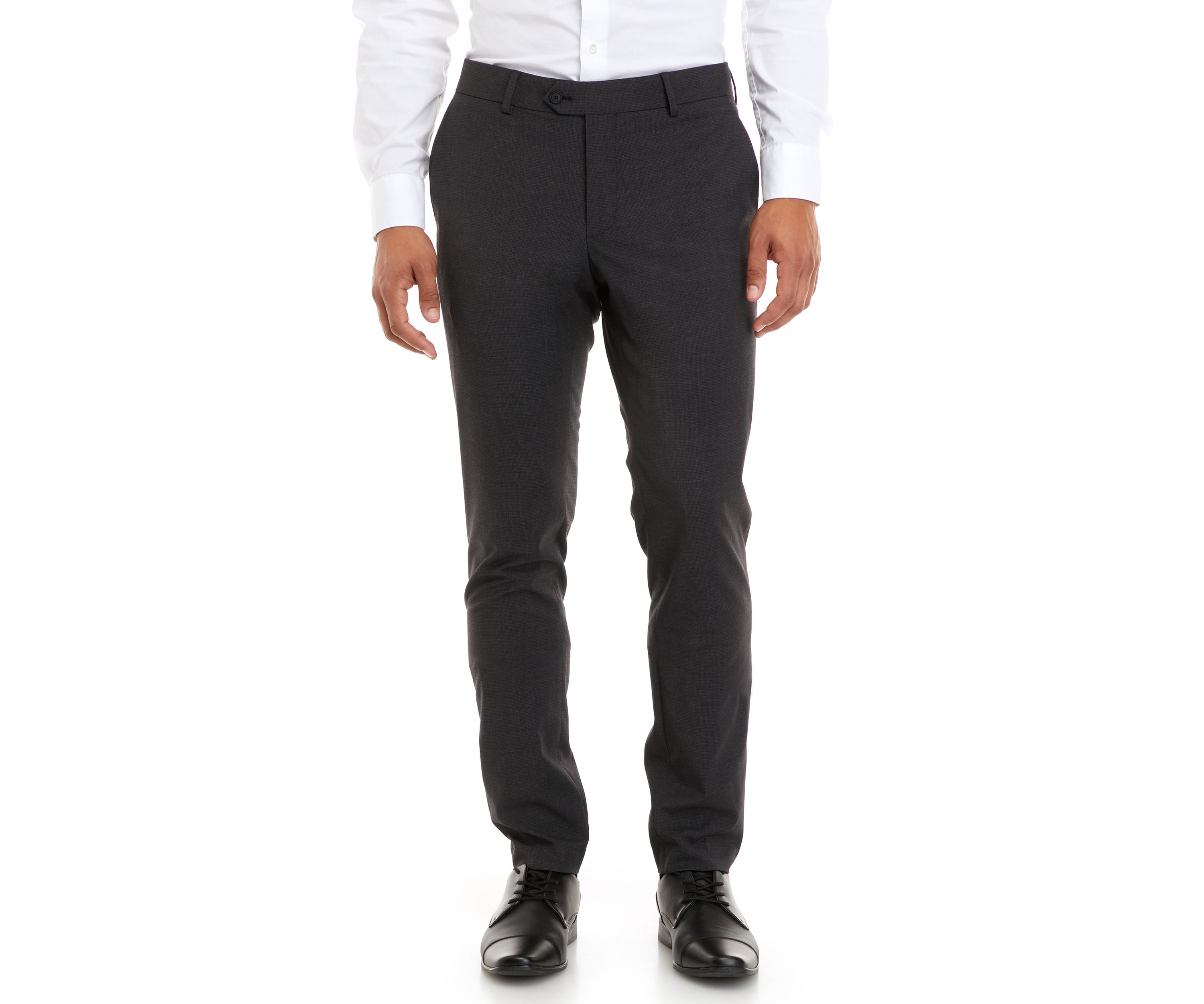 Mens Charcoal Micro Box Slim Fit Notch Pants