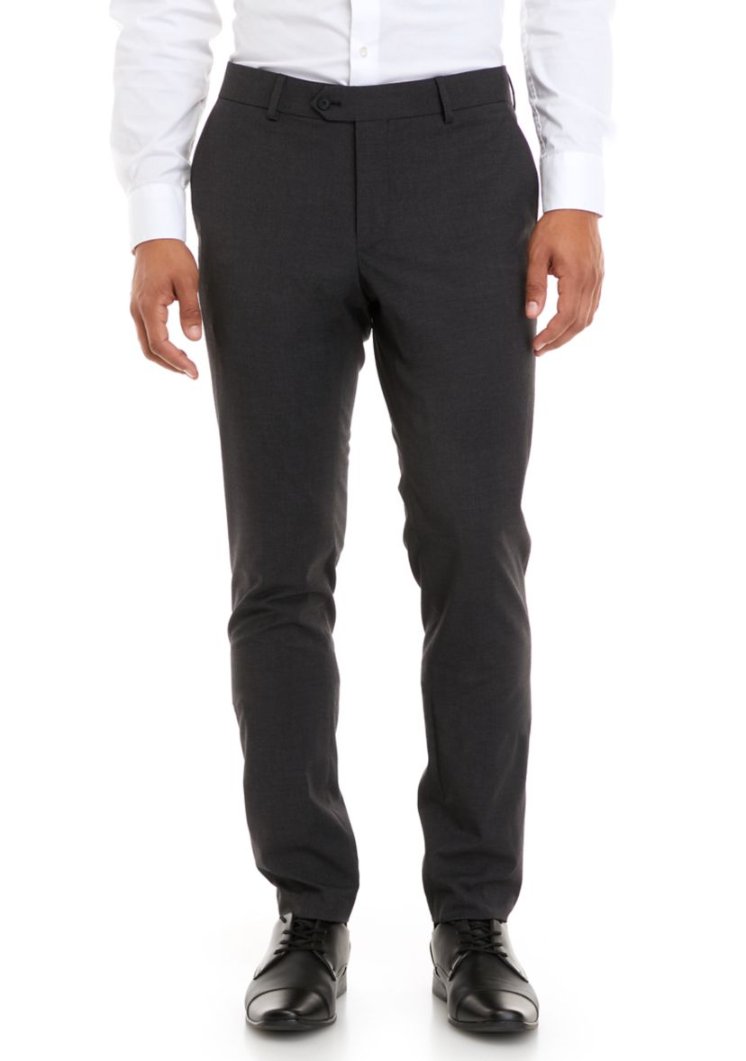 Mens Charcoal Micro Box Slim Fit Notch Pants
