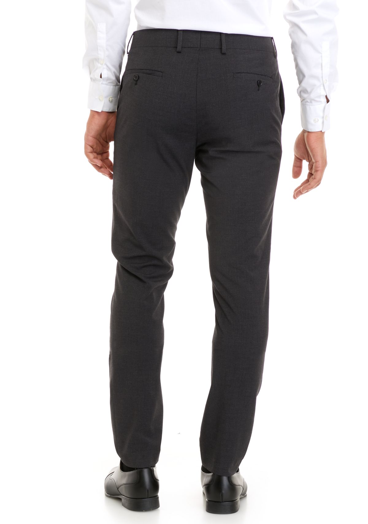 Mens Charcoal Micro Box Slim Fit Notch Pants