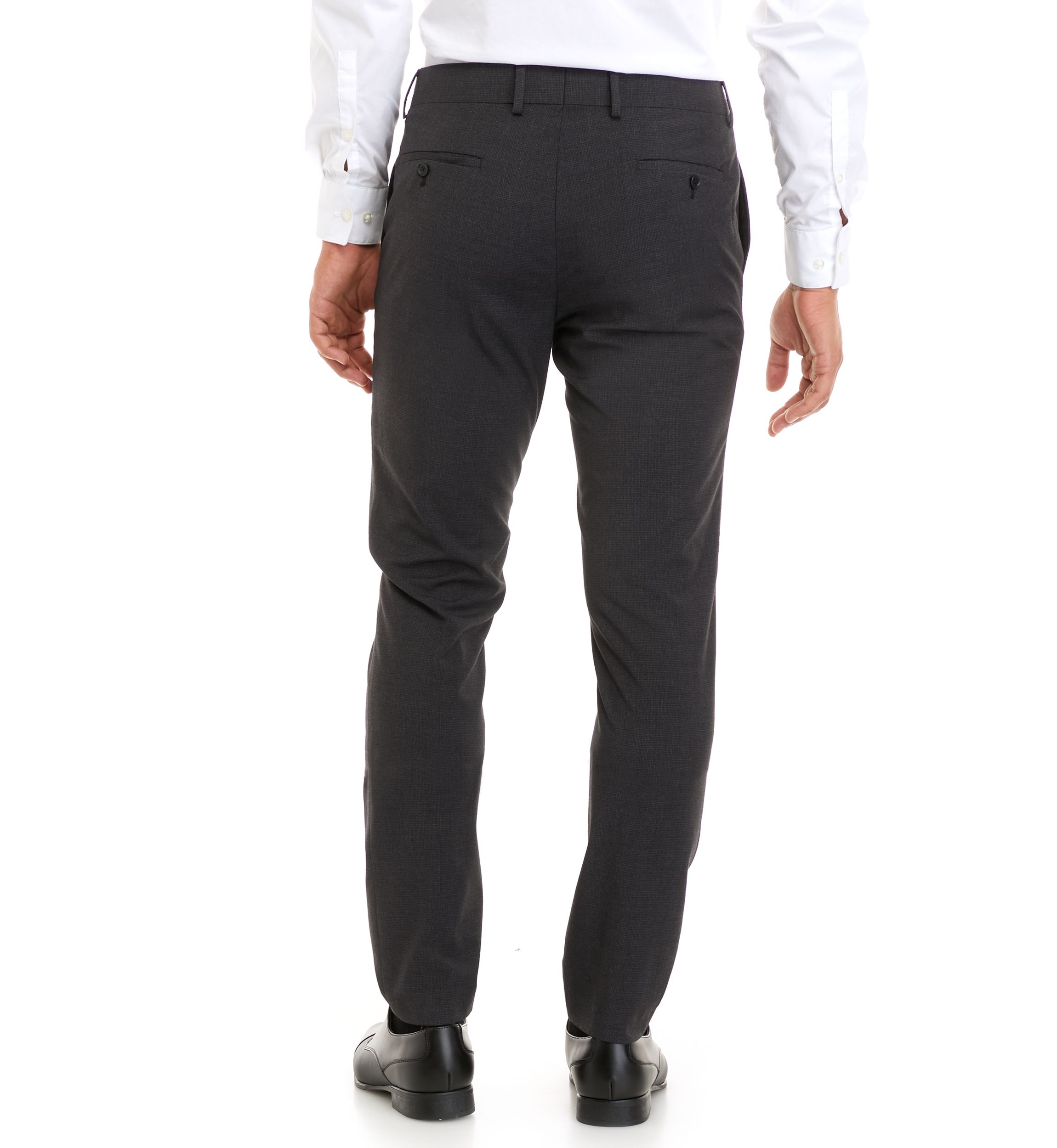 Mens Charcoal Micro Box Slim Fit Notch Pants