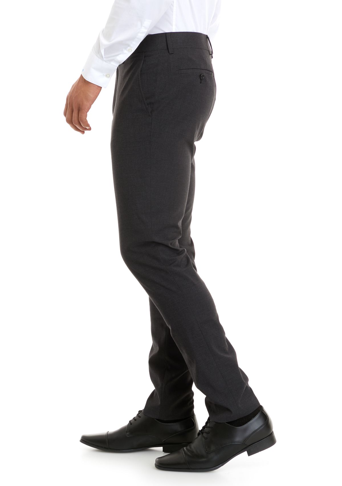 Mens Charcoal Micro Box Slim Fit Notch Pants