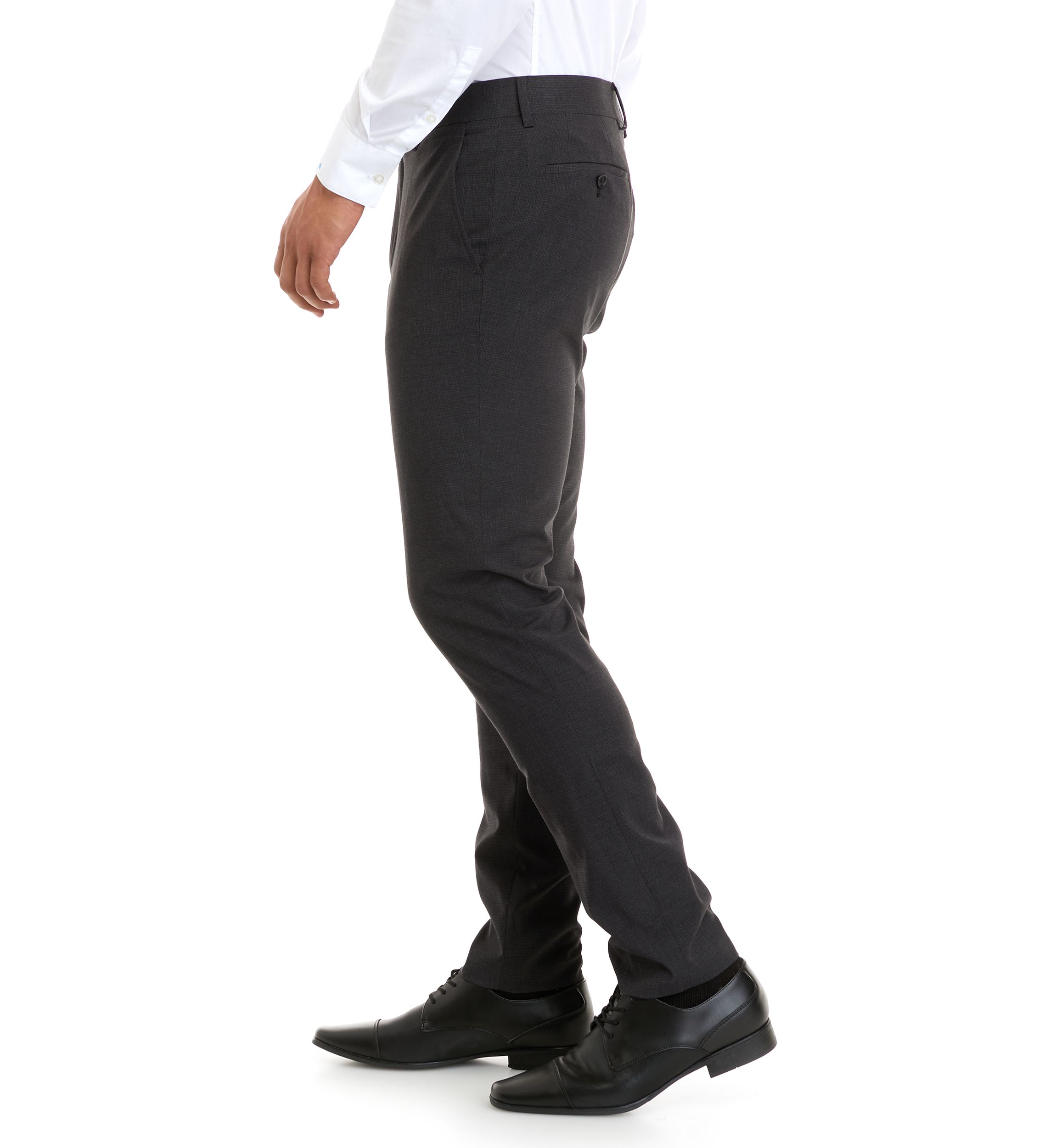Mens Charcoal Micro Box Slim Fit Notch Pants