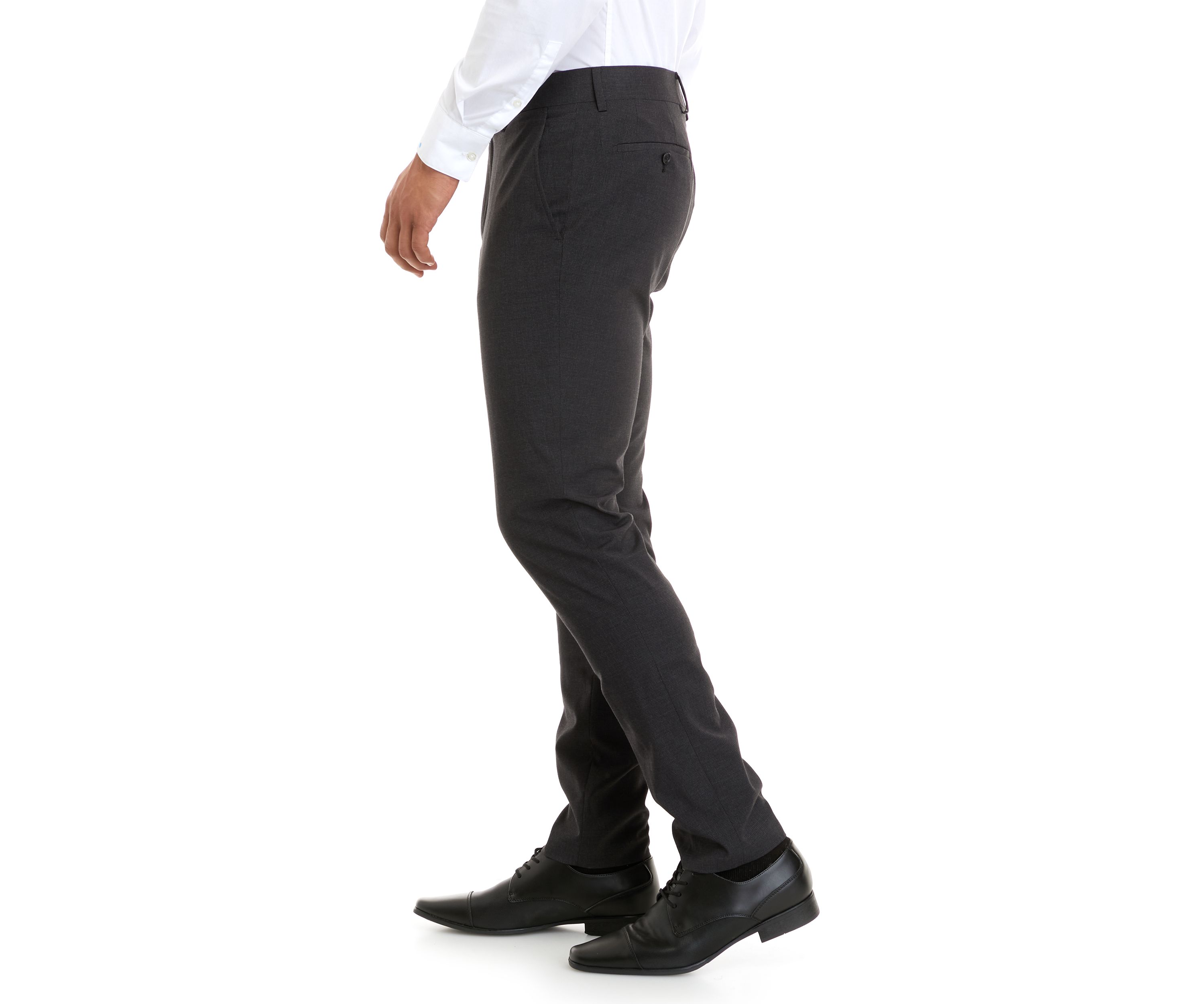 Mens Charcoal Micro Box Slim Fit Notch Pants