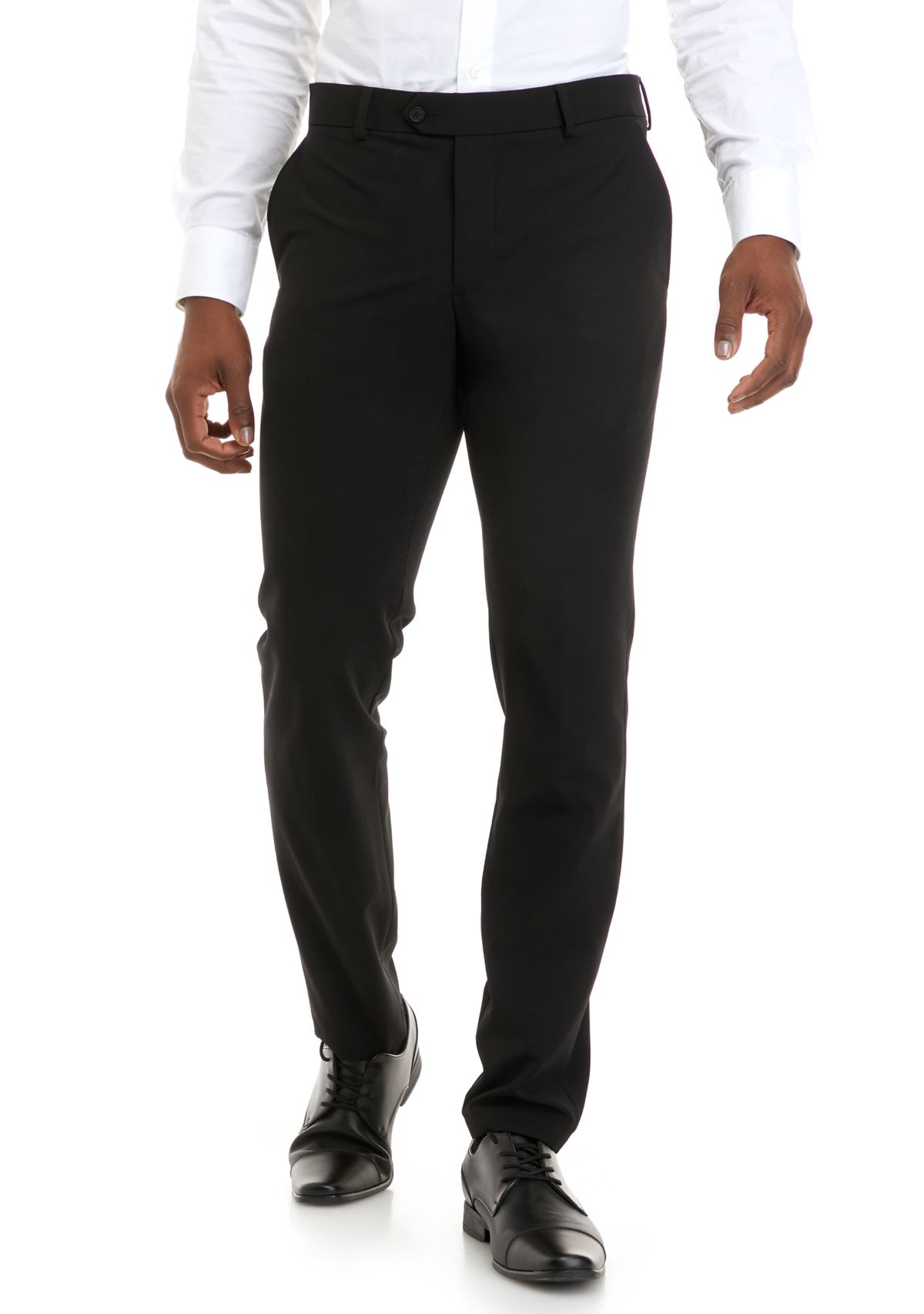 Mens Black Bi-Stretch Ottoman Slim Fit Notch Pants