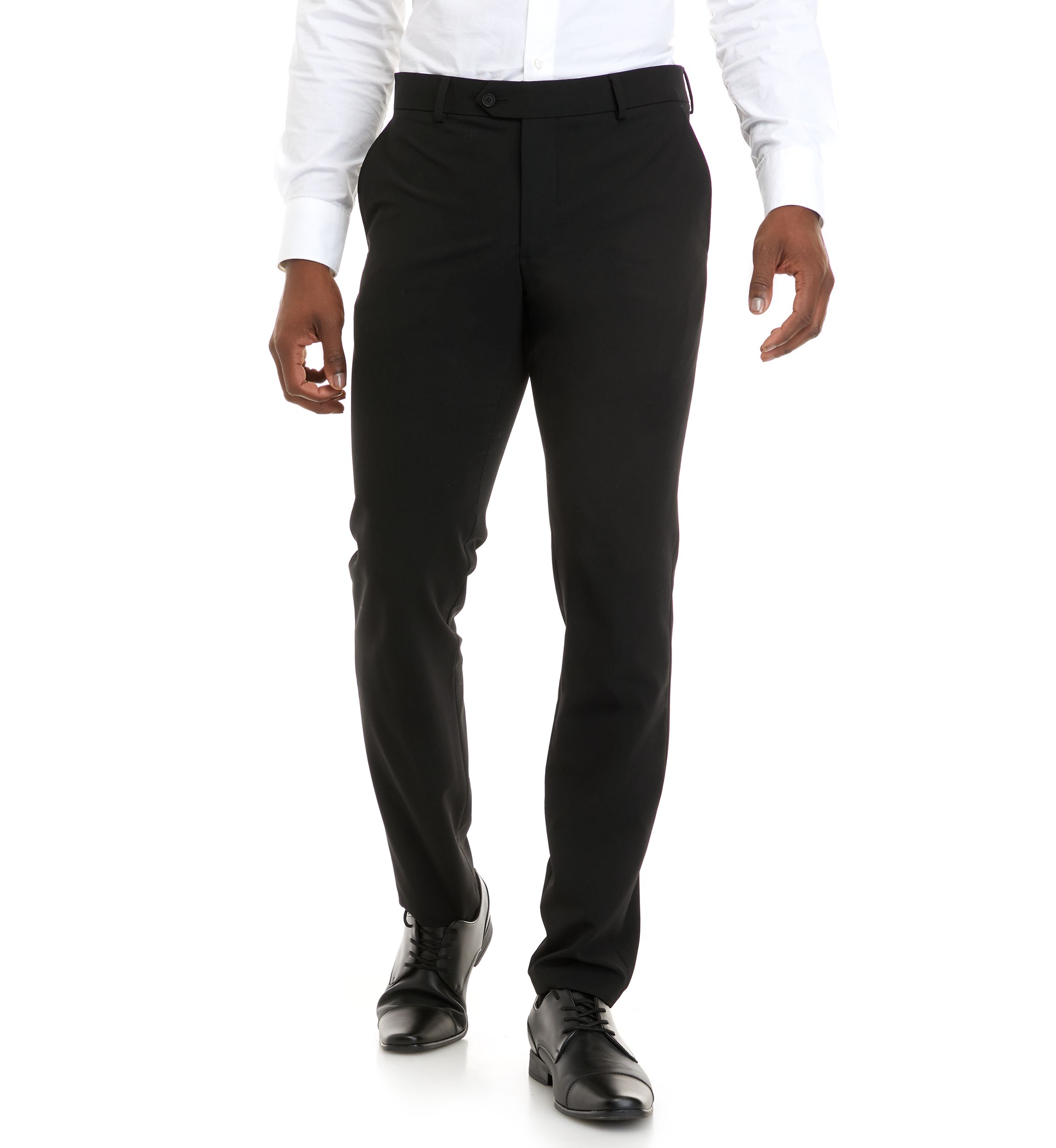Mens Black Bi-Stretch Ottoman Slim Fit Notch Pants