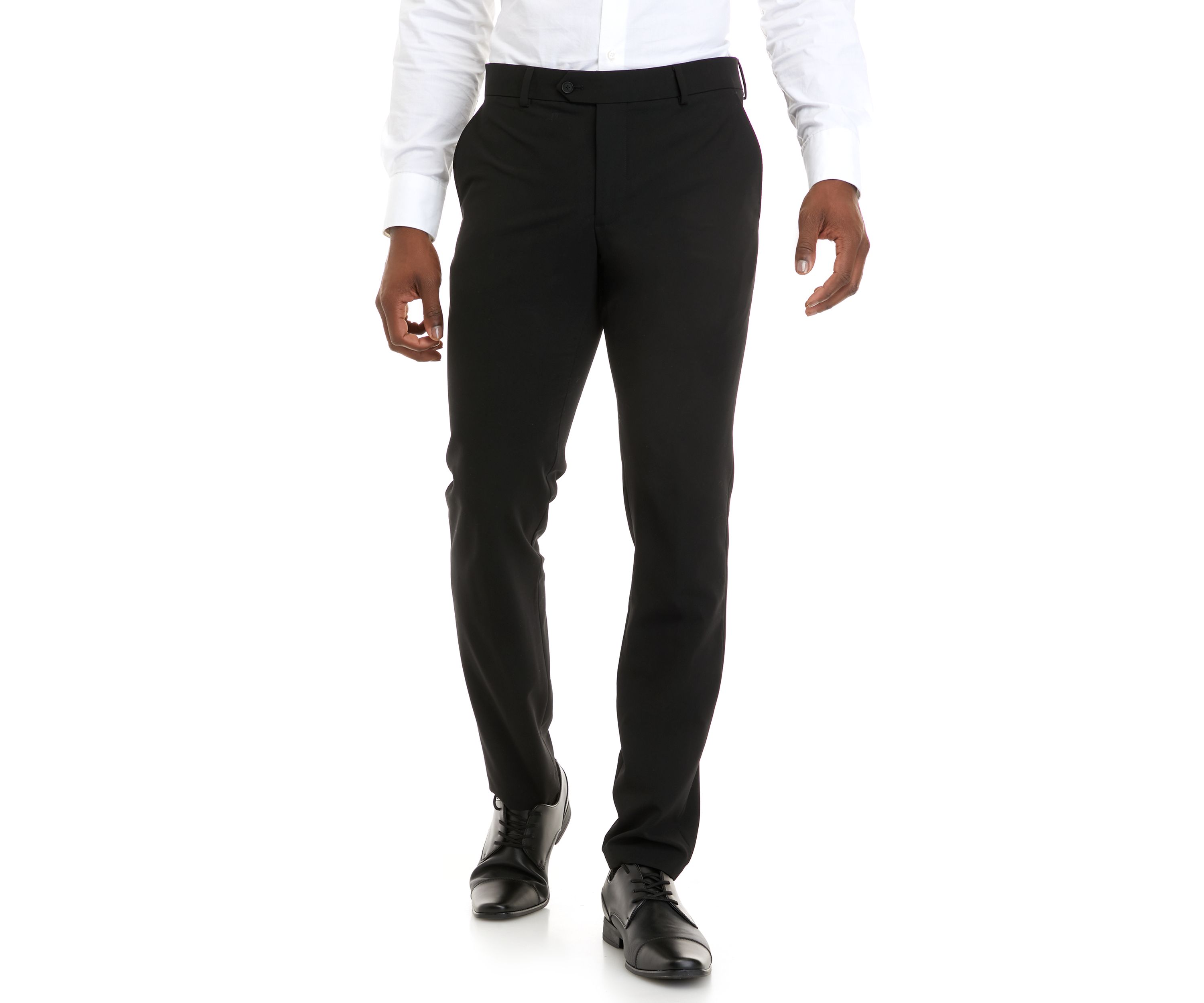 Mens Black Bi-Stretch Ottoman Slim Fit Notch Pants