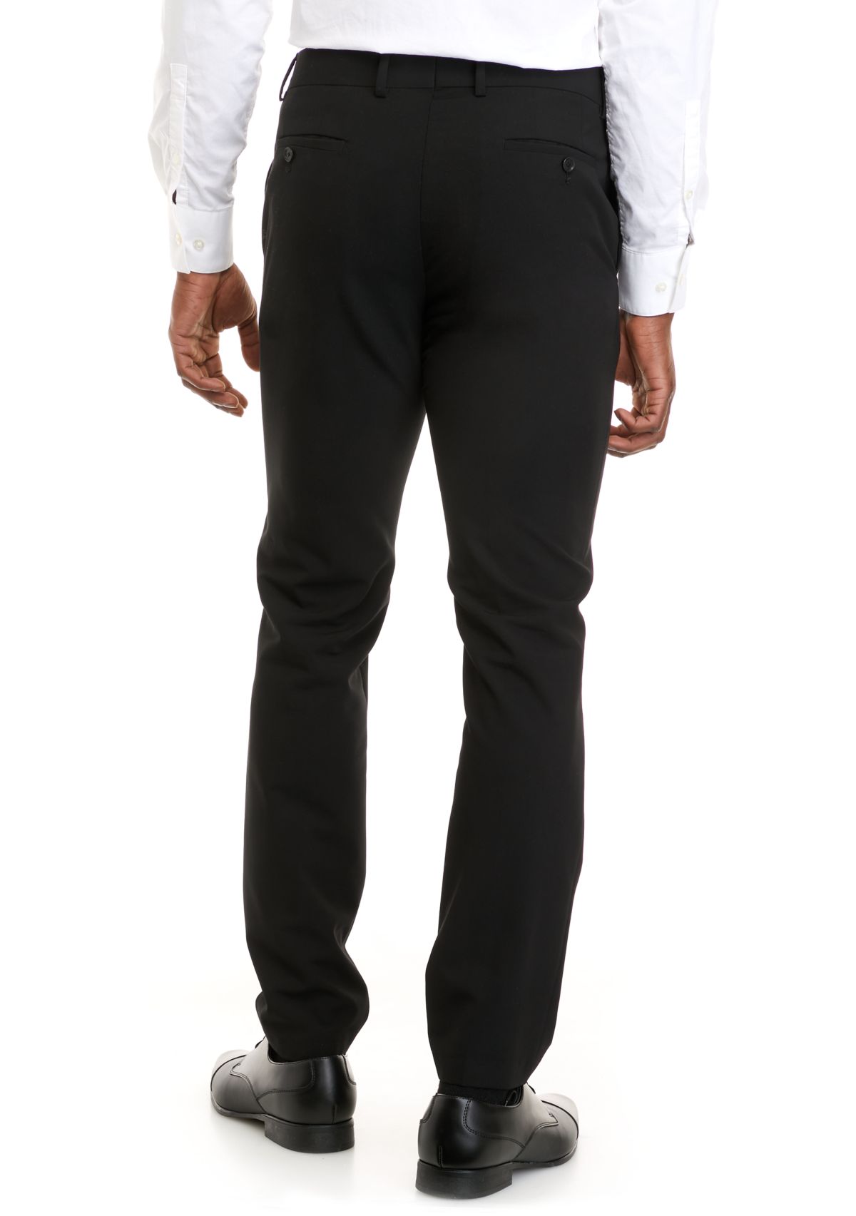 Mens Black Bi-Stretch Ottoman Slim Fit Notch Pants
