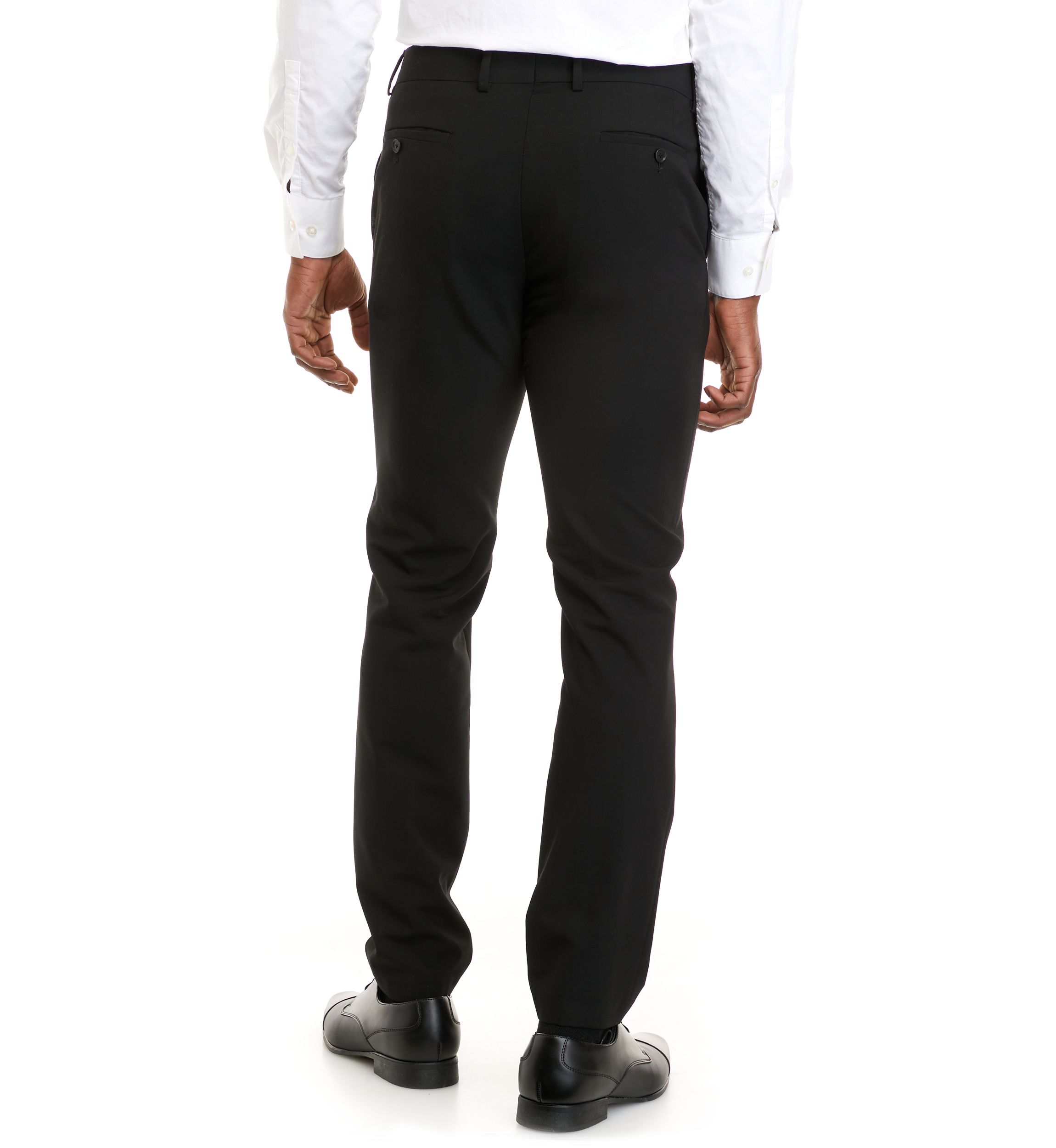 Mens Black Bi-Stretch Ottoman Slim Fit Notch Pants