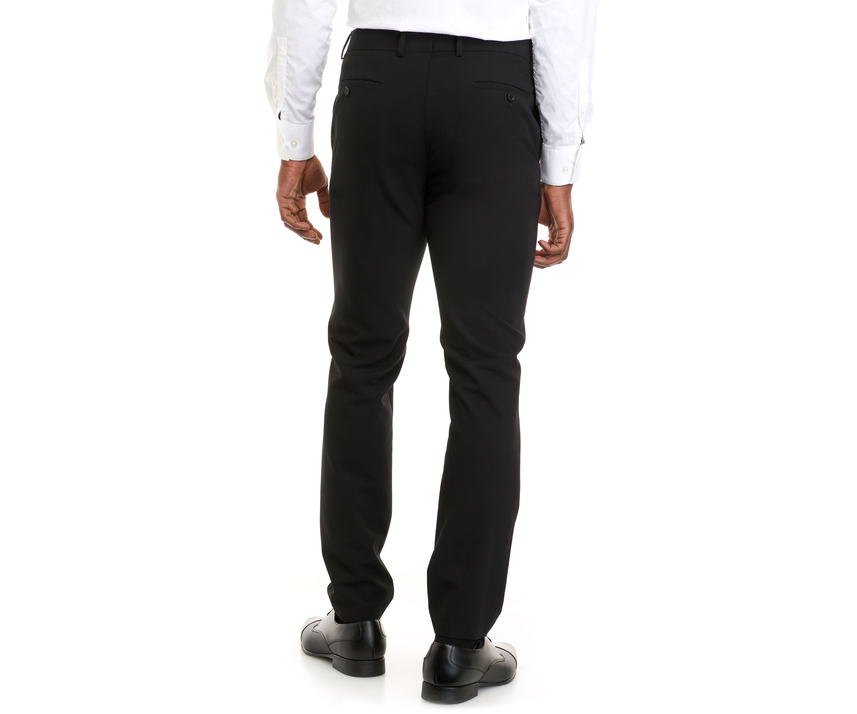 Mens Black Bi-Stretch Ottoman Slim Fit Notch Pants