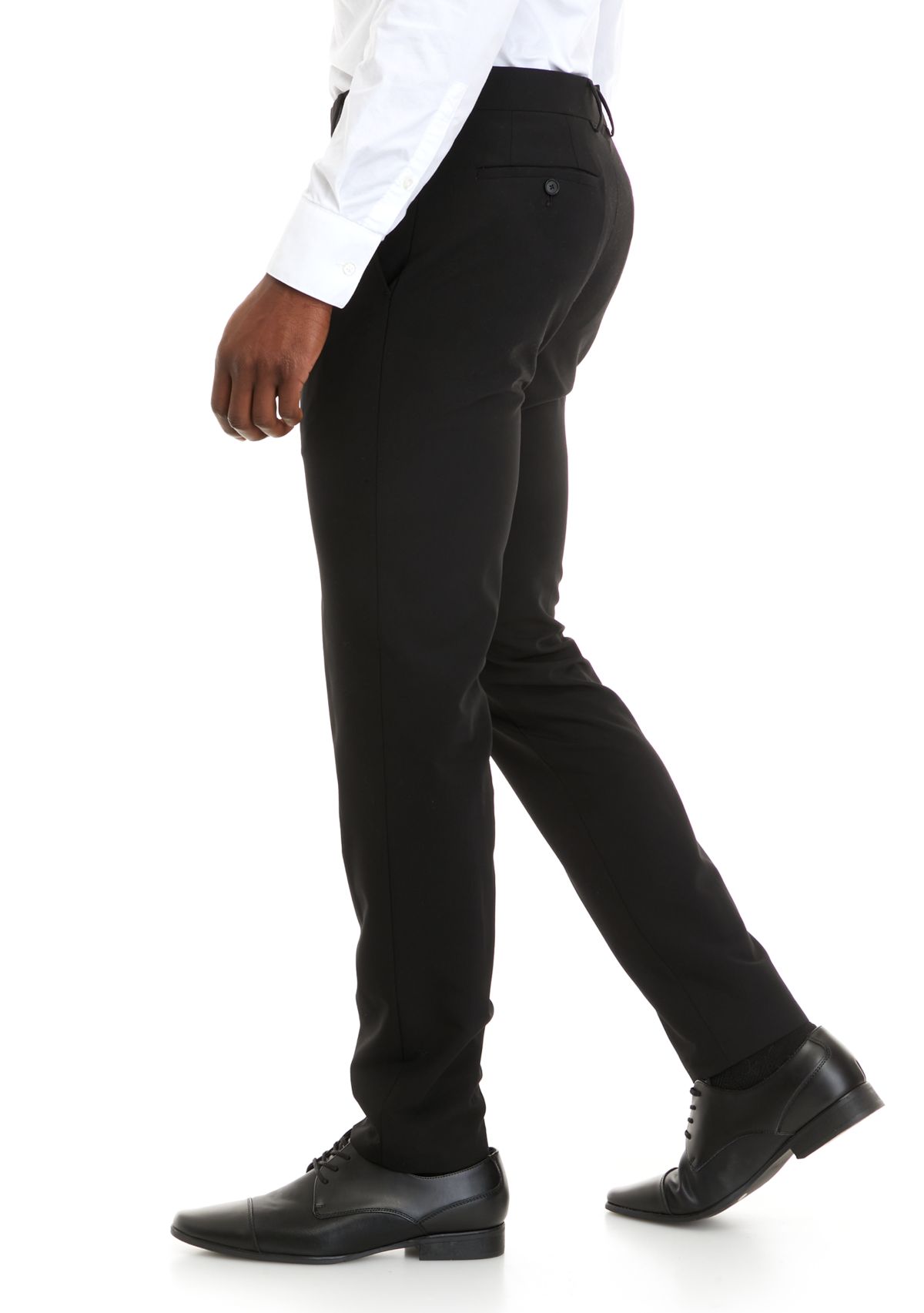 Mens Black Bi-Stretch Ottoman Slim Fit Notch Pants