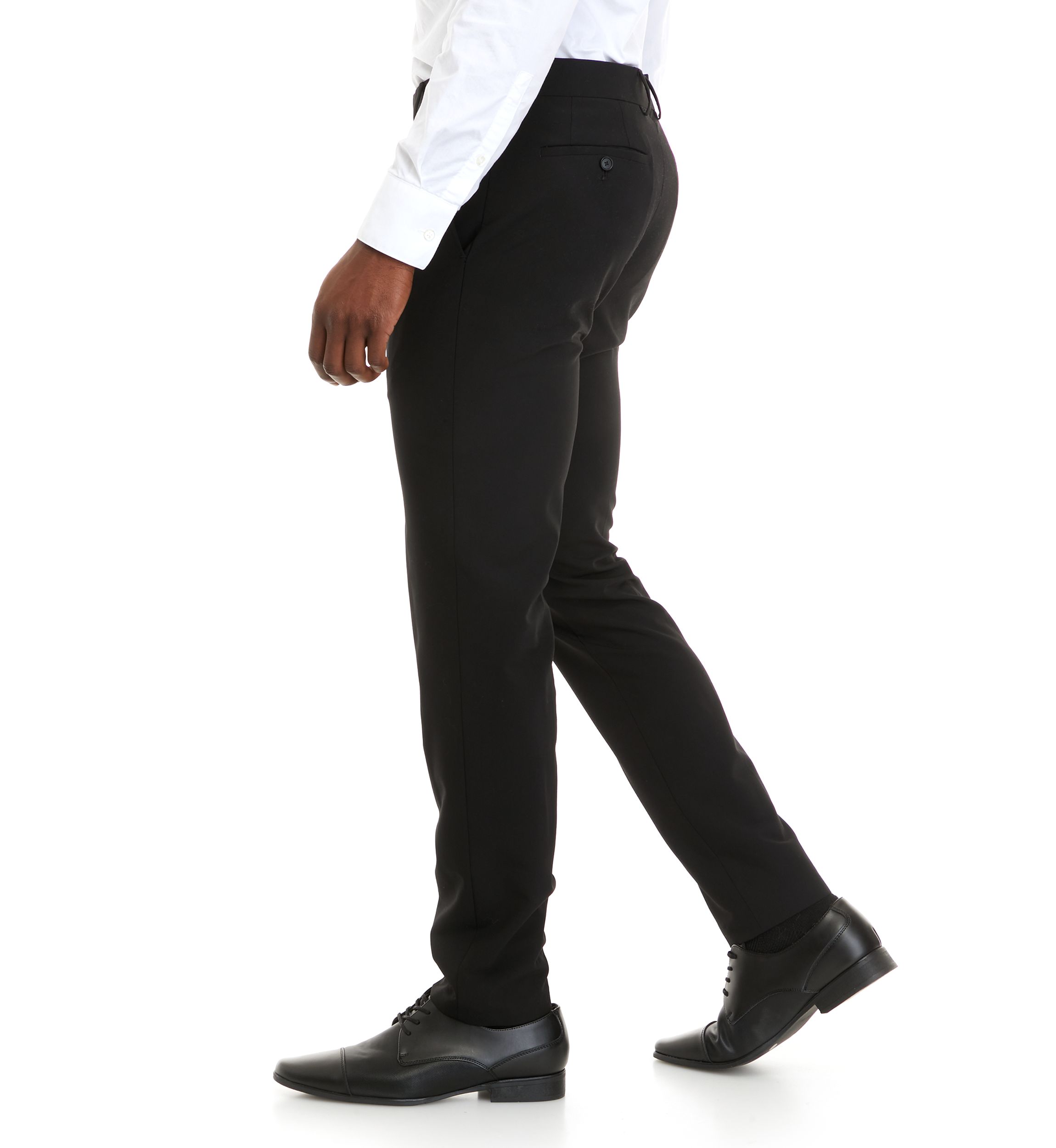 Mens Black Bi-Stretch Ottoman Slim Fit Notch Pants