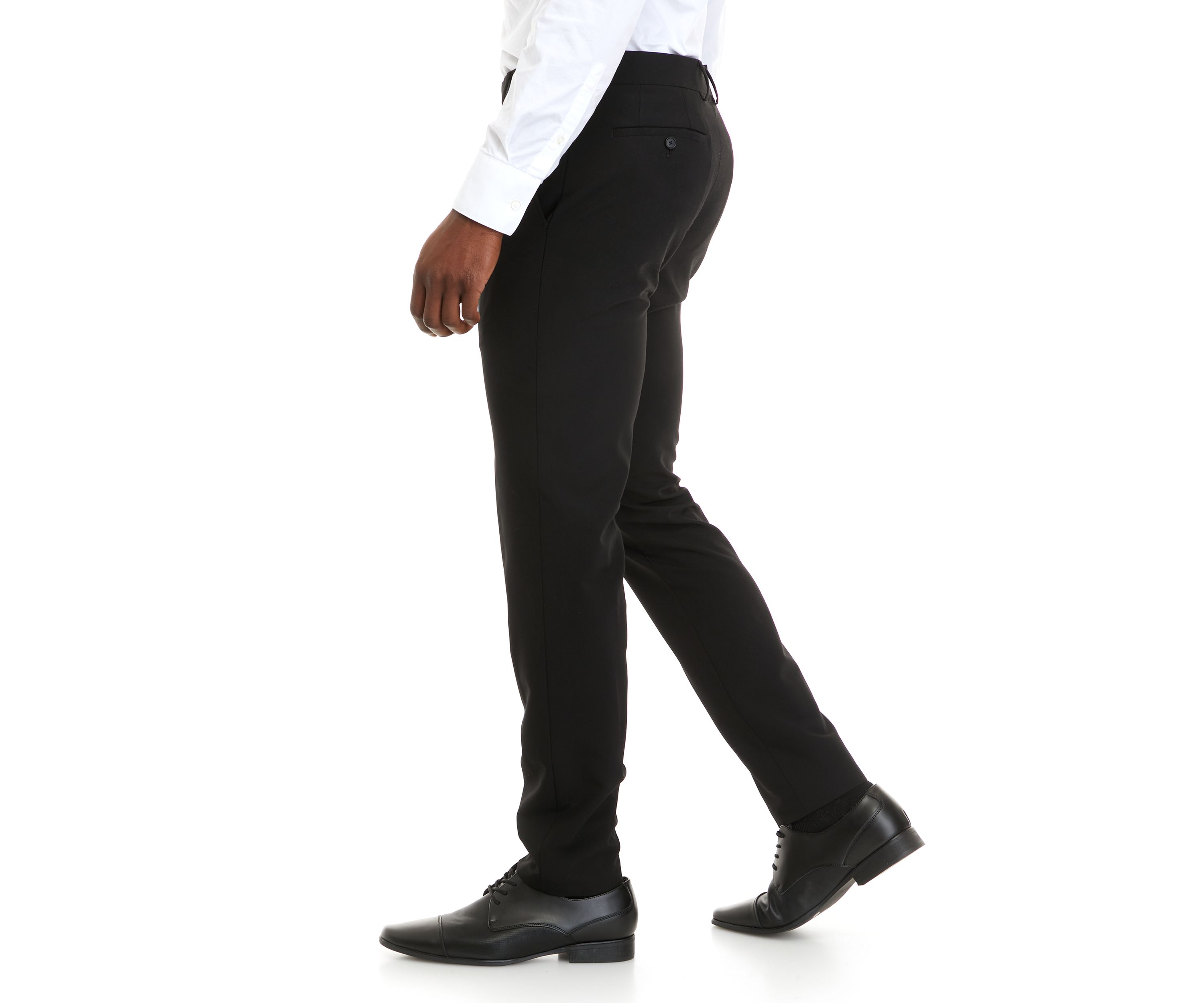 Mens Black Bi-Stretch Ottoman Slim Fit Notch Pants