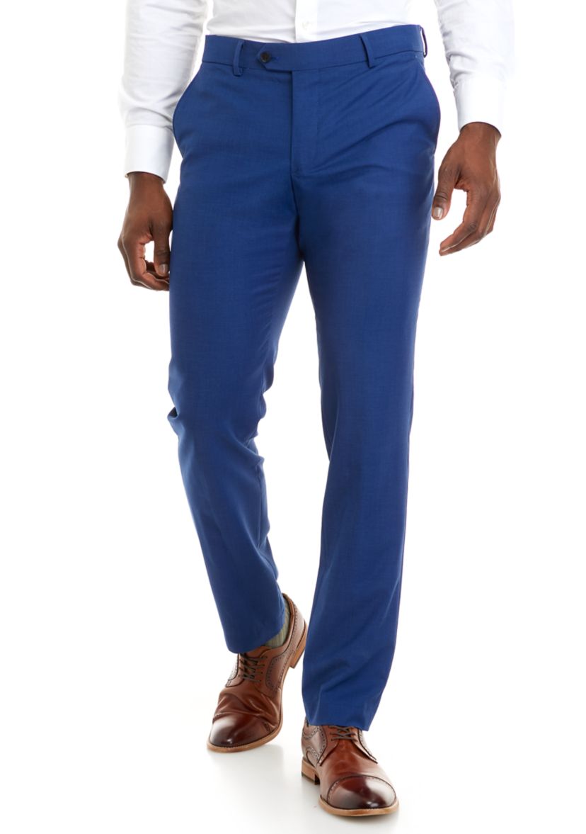 Mens Bright Blue Micro Dot Slim Fit Pants