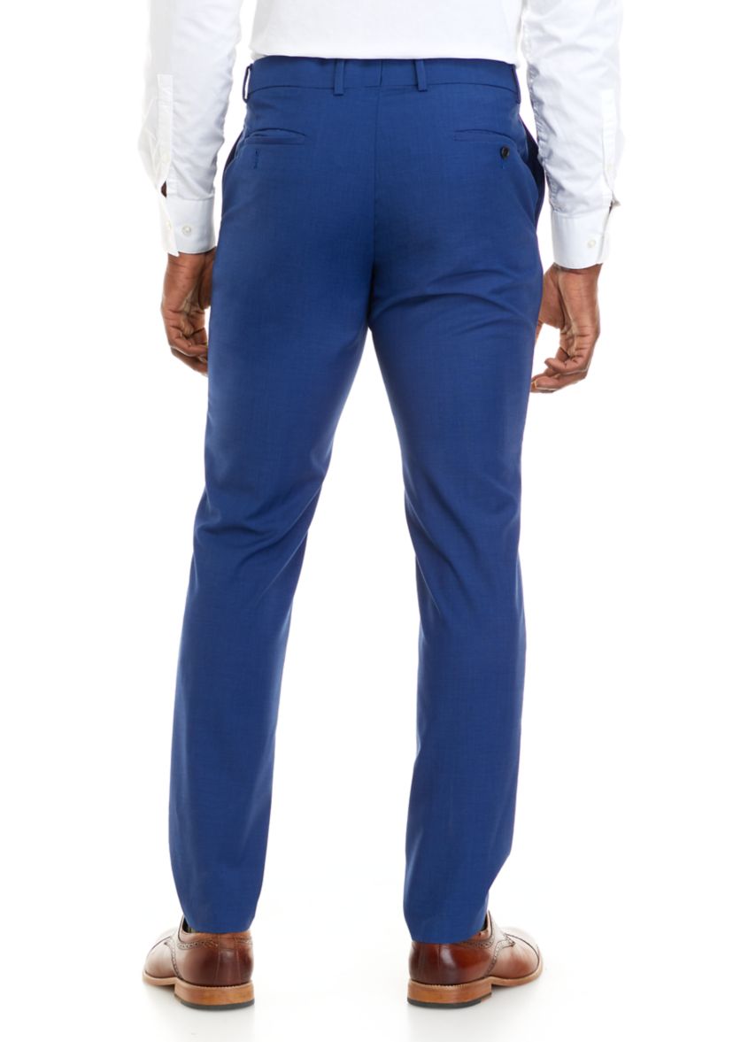 Mens Bright Blue Micro Dot Slim Fit Pants