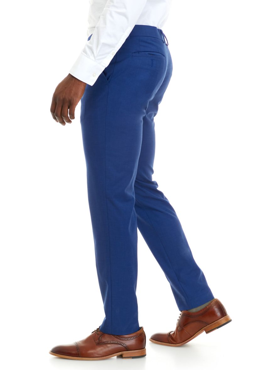 Mens Bright Blue Micro Dot Slim Fit Pants