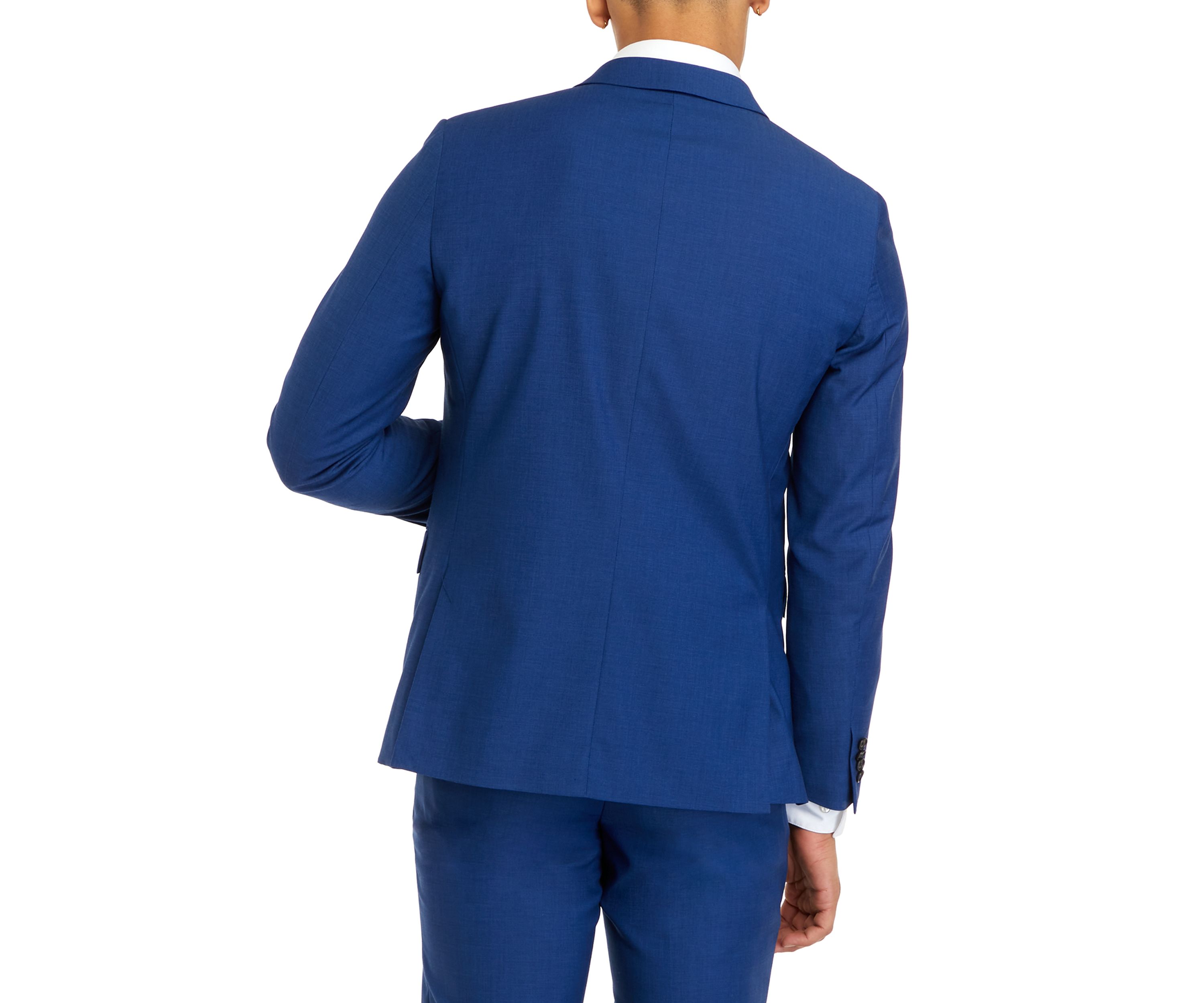 Mens Bright Blue Micro Dot Slim Fit Peak Jacket