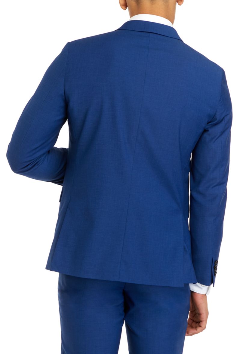 Mens Bright Blue Micro Dot Slim Fit Peak Jacket