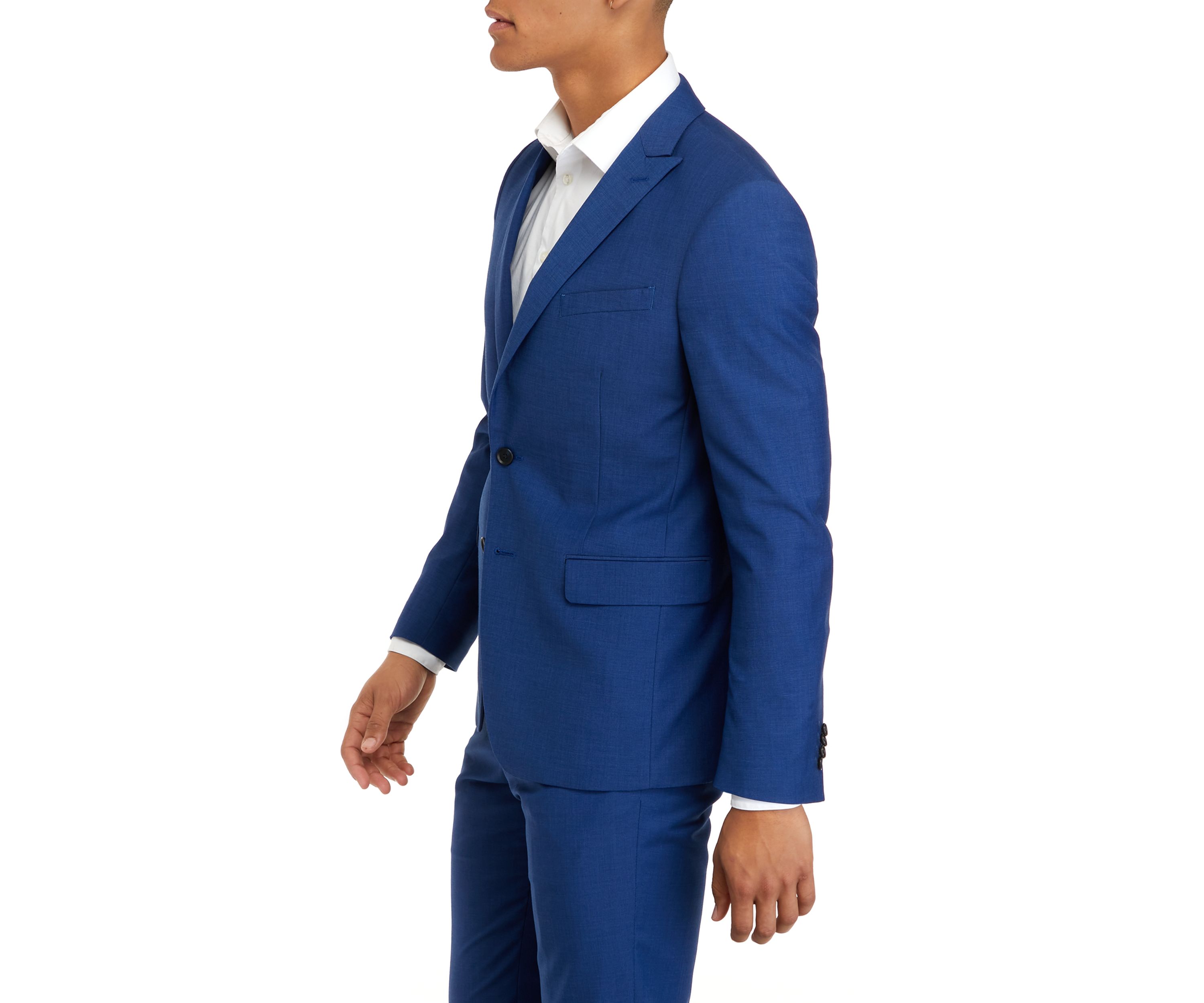 Mens Bright Blue Micro Dot Slim Fit Peak Jacket
