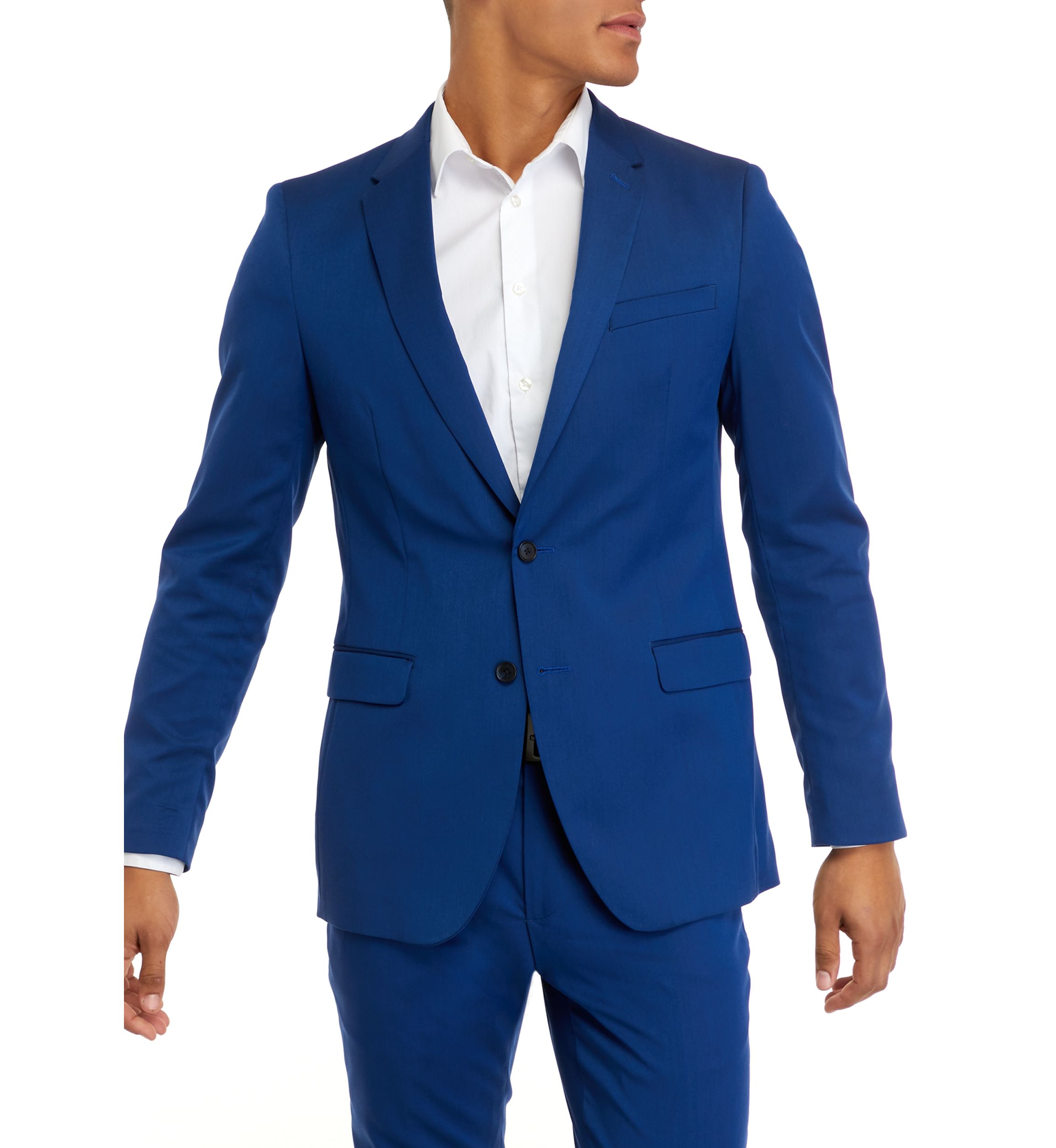 Mens Bright Blue Stretch Twill Slim Fit Jacket