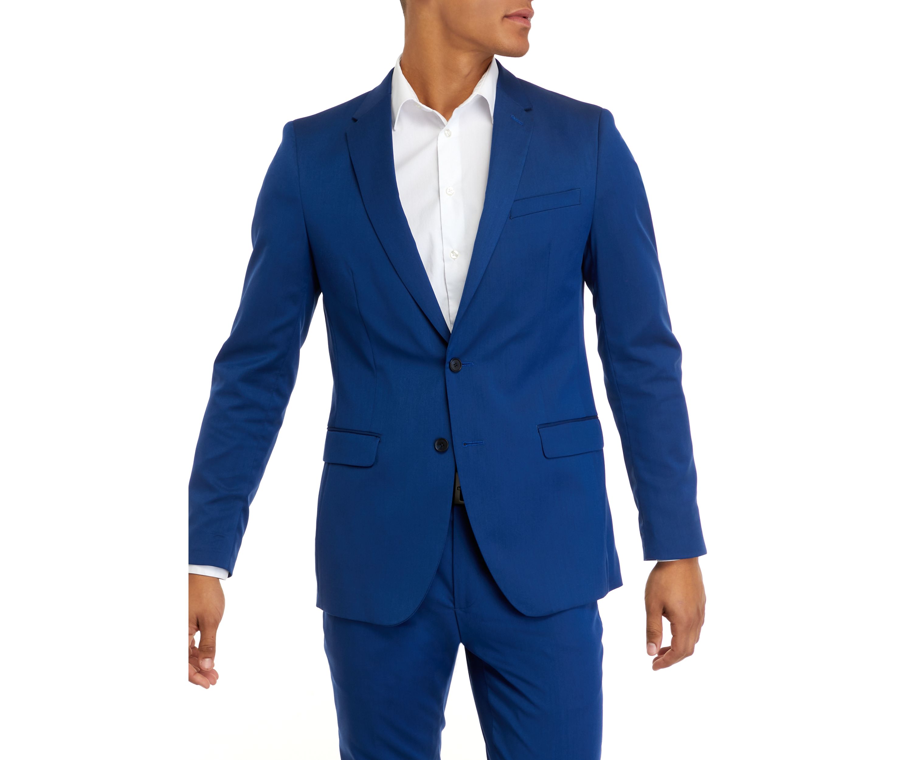 Mens Bright Blue Stretch Twill Slim Fit Jacket