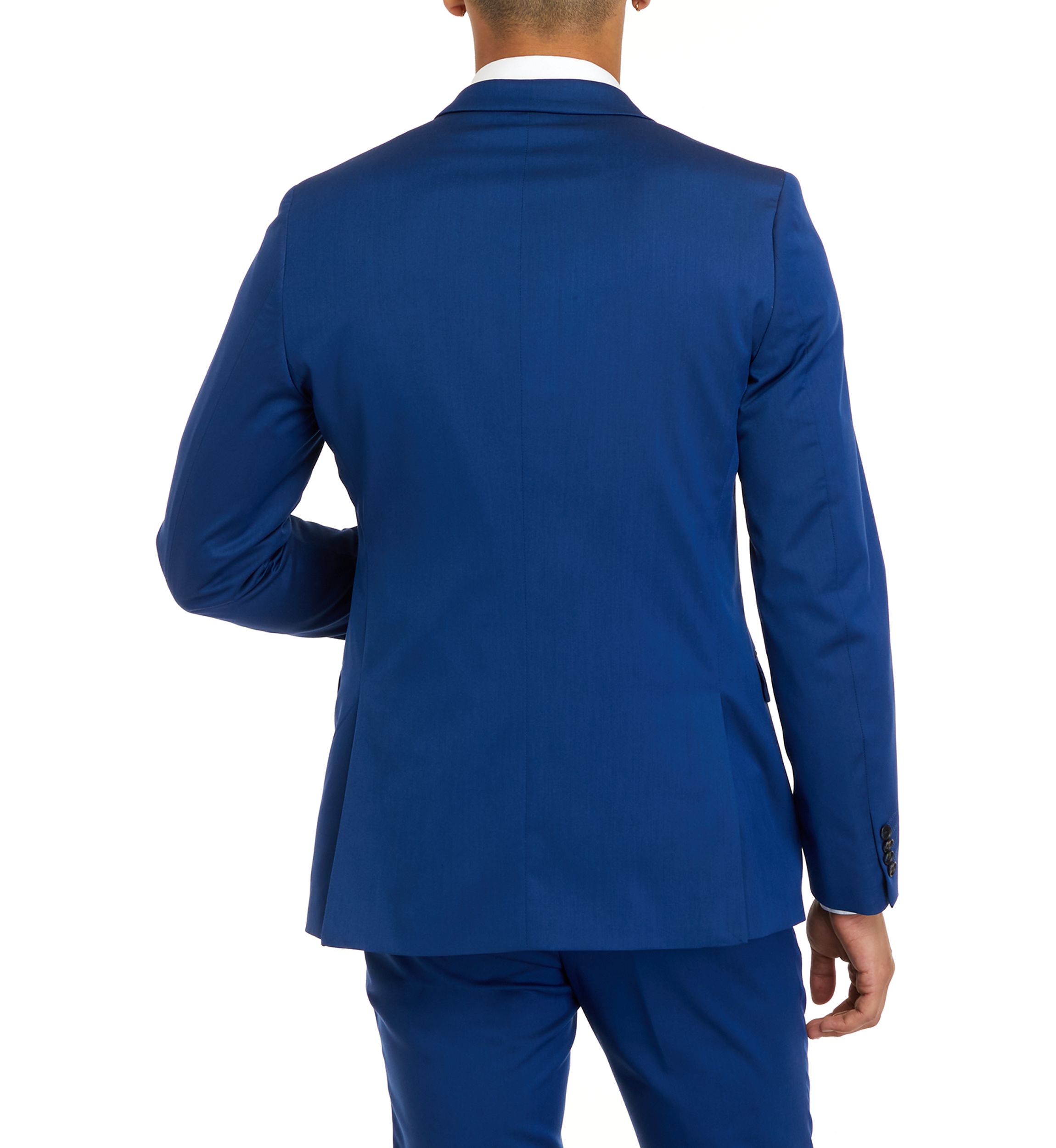 Mens Bright Blue Stretch Twill Slim Fit Jacket