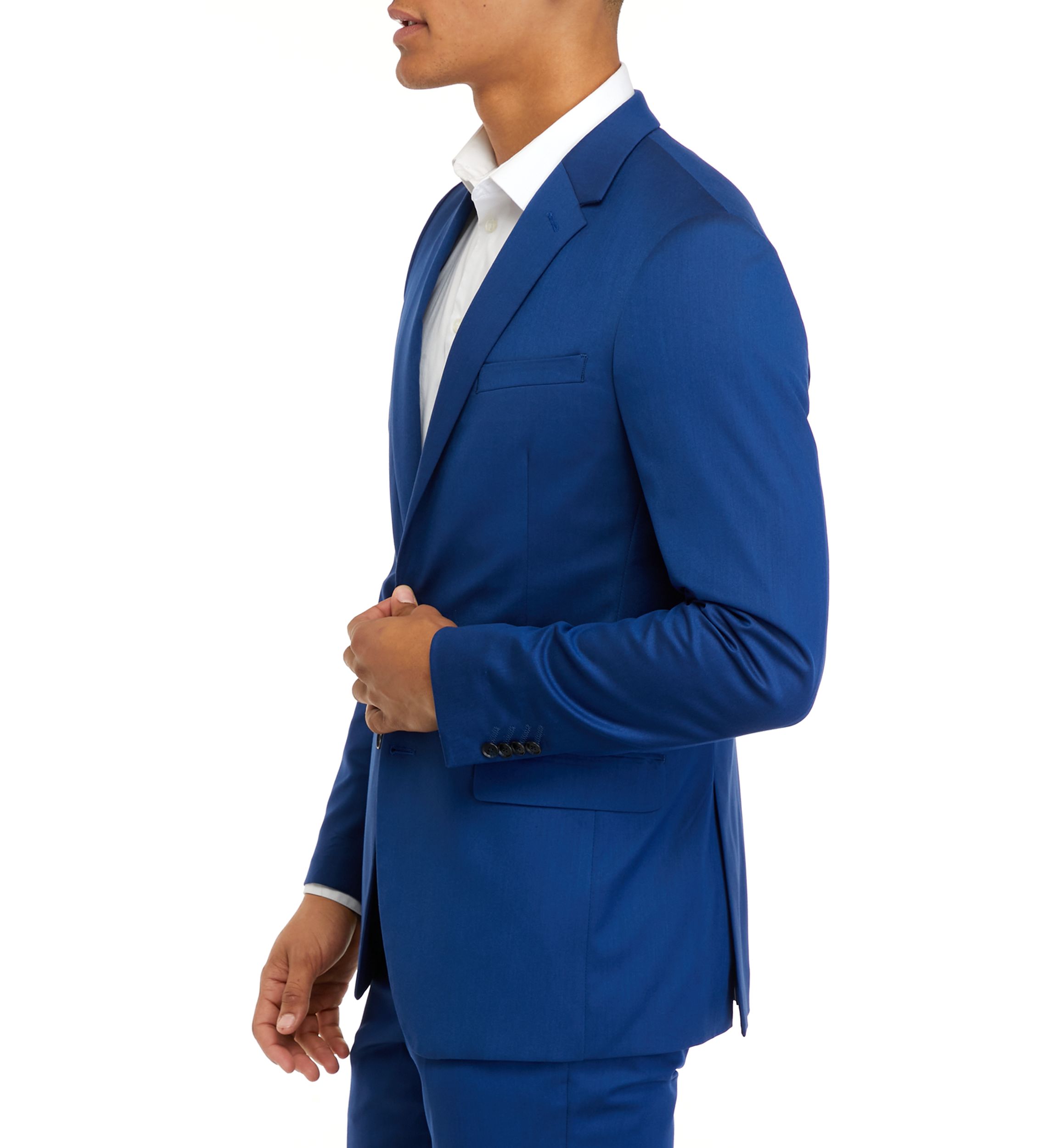 Mens Bright Blue Stretch Twill Slim Fit Jacket