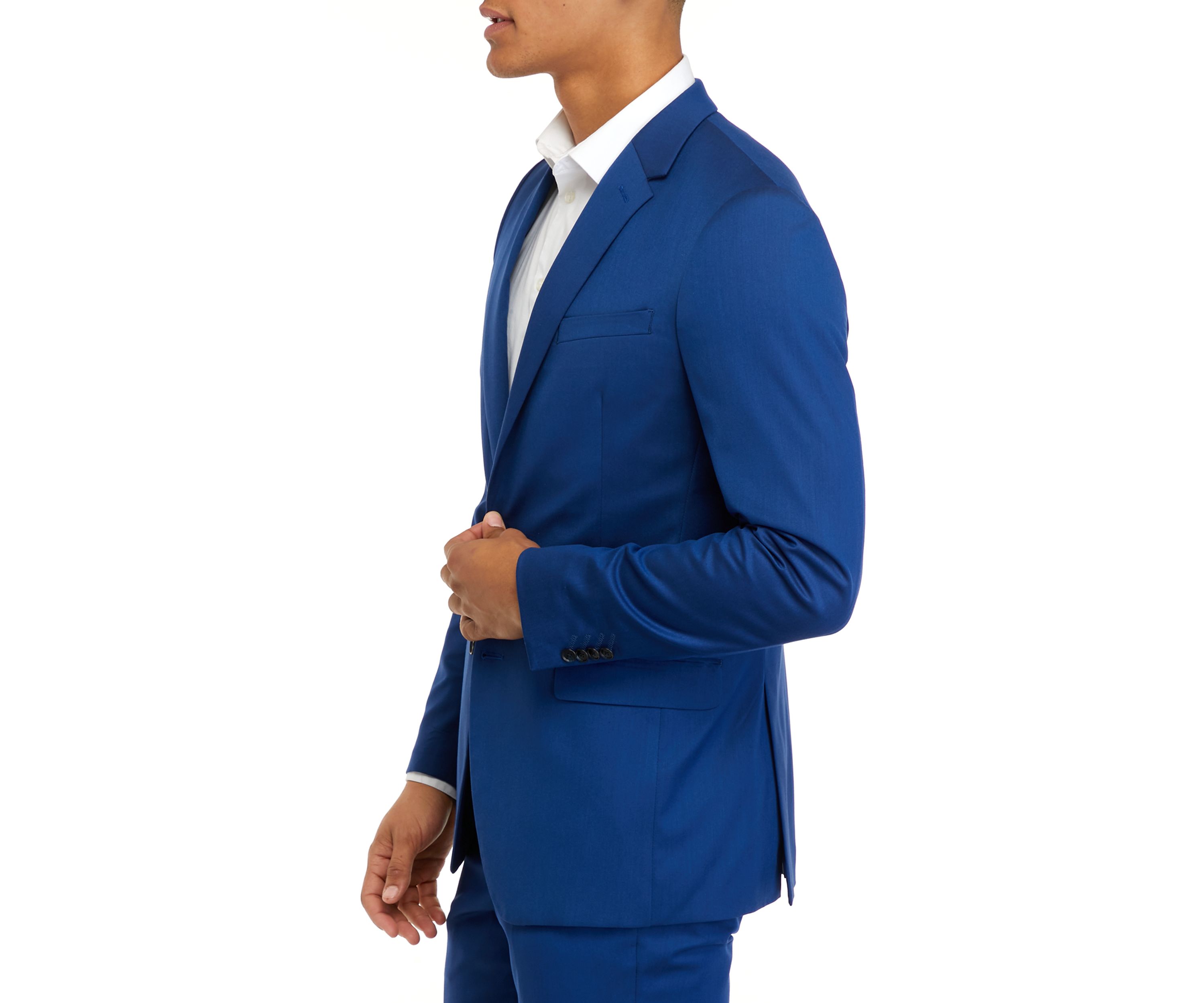 Mens Bright Blue Stretch Twill Slim Fit Jacket