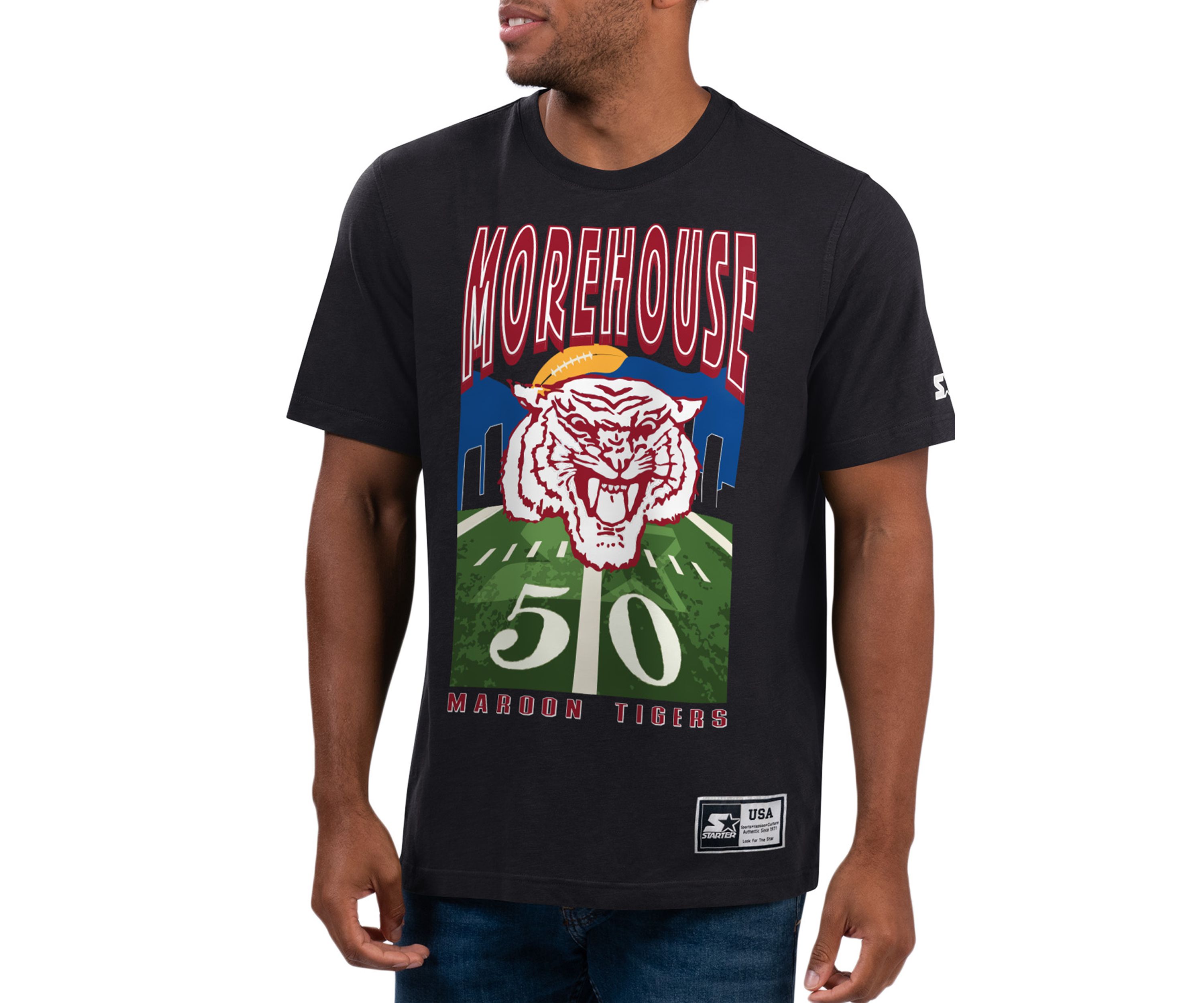 NCAA Morehouse Maroon Tigers 50 Yard Graphic T-Shirt