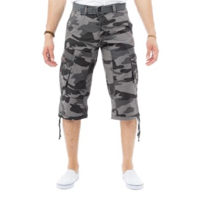 X RAY Men's Belted 18" Inseam Below Knee Cargo Long Shorts, Black, 33 Short