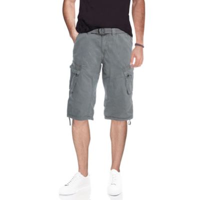 X RAY Mens Belted 18″ Inseam Below Knee Long Cargo Shorts, Grey, 54 Short