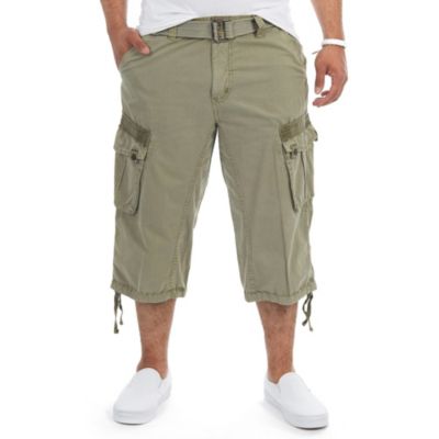 X RAY Mens Belted 18″ Inseam Below Knee Long Cargo Shorts, Green, 44 Short