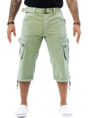 X RAY Mens Belted 18″ Inseam Below Knee Long Cargo Shorts, Green, 46 Short
