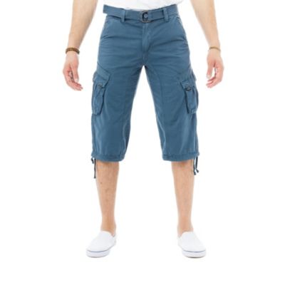 X RAY Mens Belted 18″ Inseam Below Knee Long Cargo Shorts, Blue, 28 Short