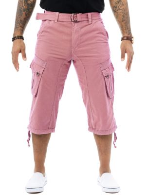 X RAY Mens Belted 18″ Inseam Below Knee Long Cargo Shorts, Pink, 38