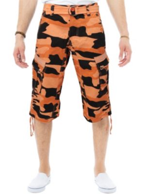 X RAY Men's Belted 18" Inseam Below Knee Cargo Long Shorts, Orange, 33 Short