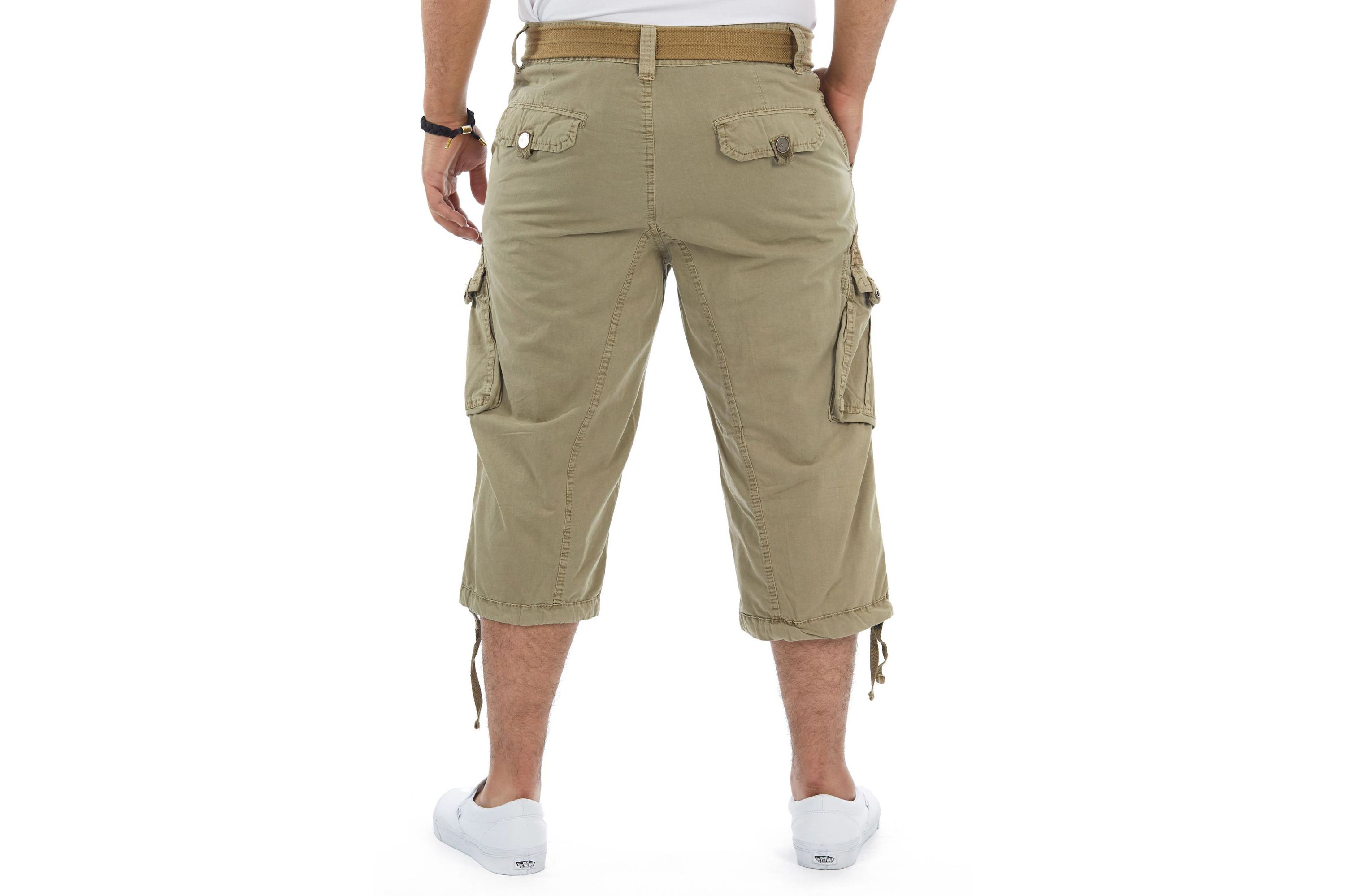 Mens Belted 18" Inseam Below Knee Long Cargo Shorts