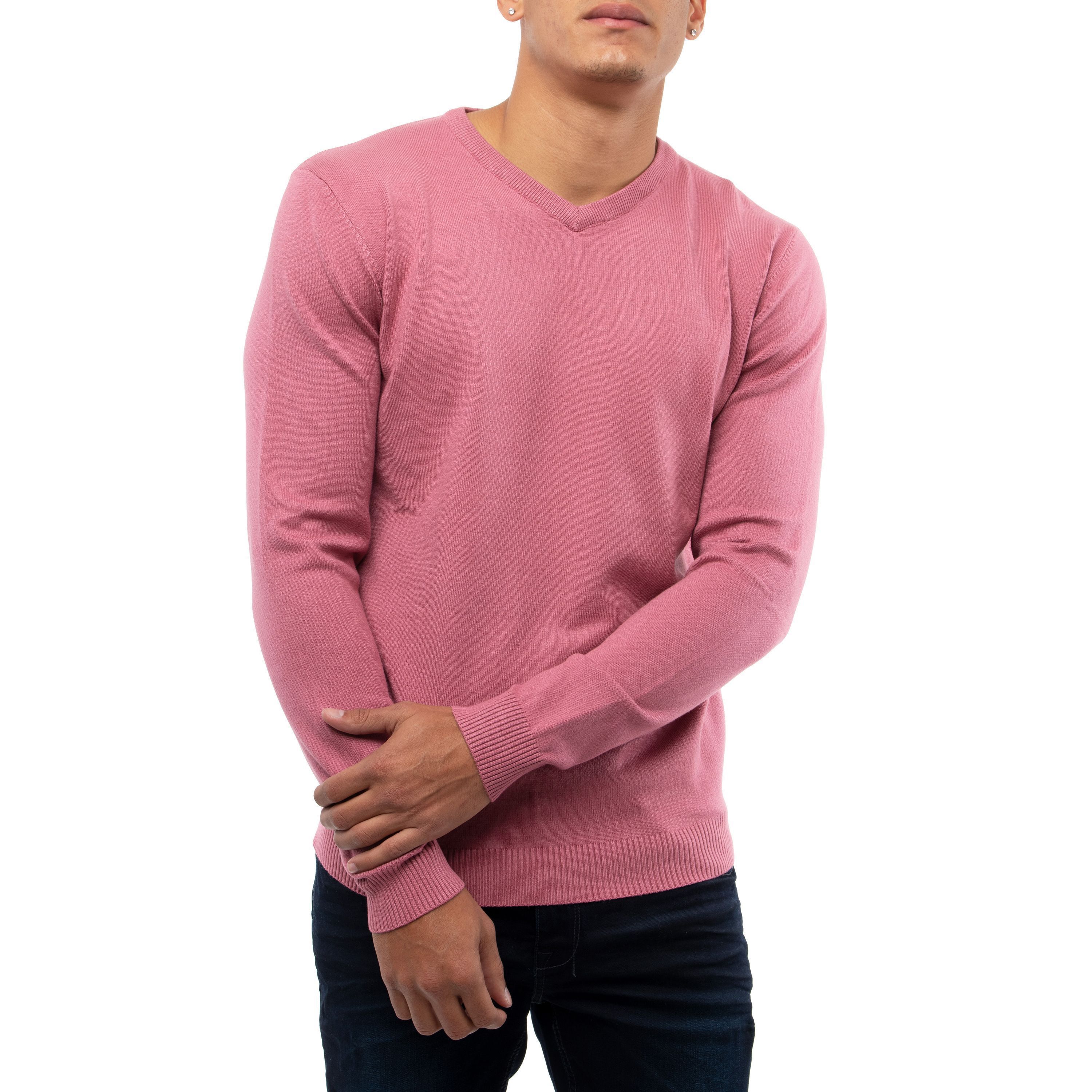X RAY Mens Basic Long Sleeve Mid-Weight V-Neck Sweater