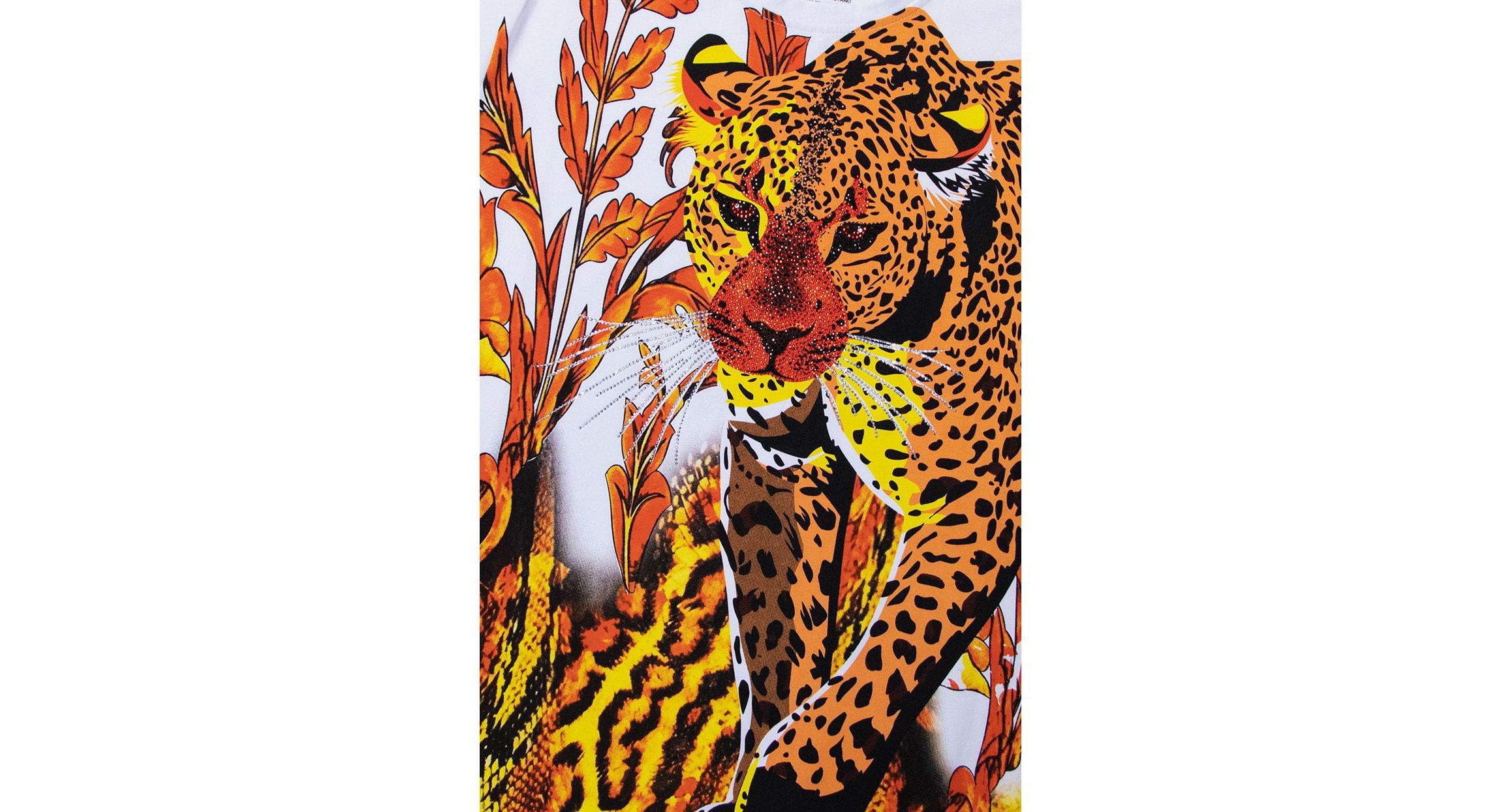 HEADS OR TAILS Mens Leopard Print Rhinestone T-Shirt