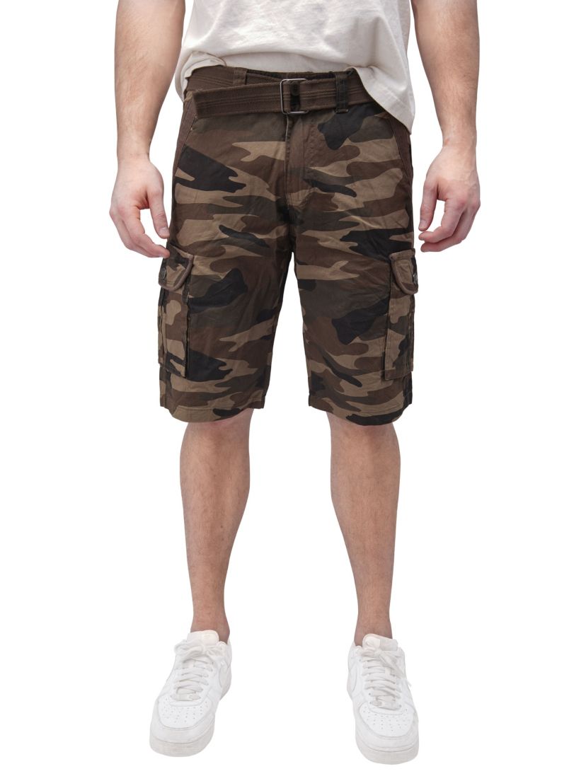 RAW X Mens Belted Relaxed Fit 12.5" Cargo Shorts