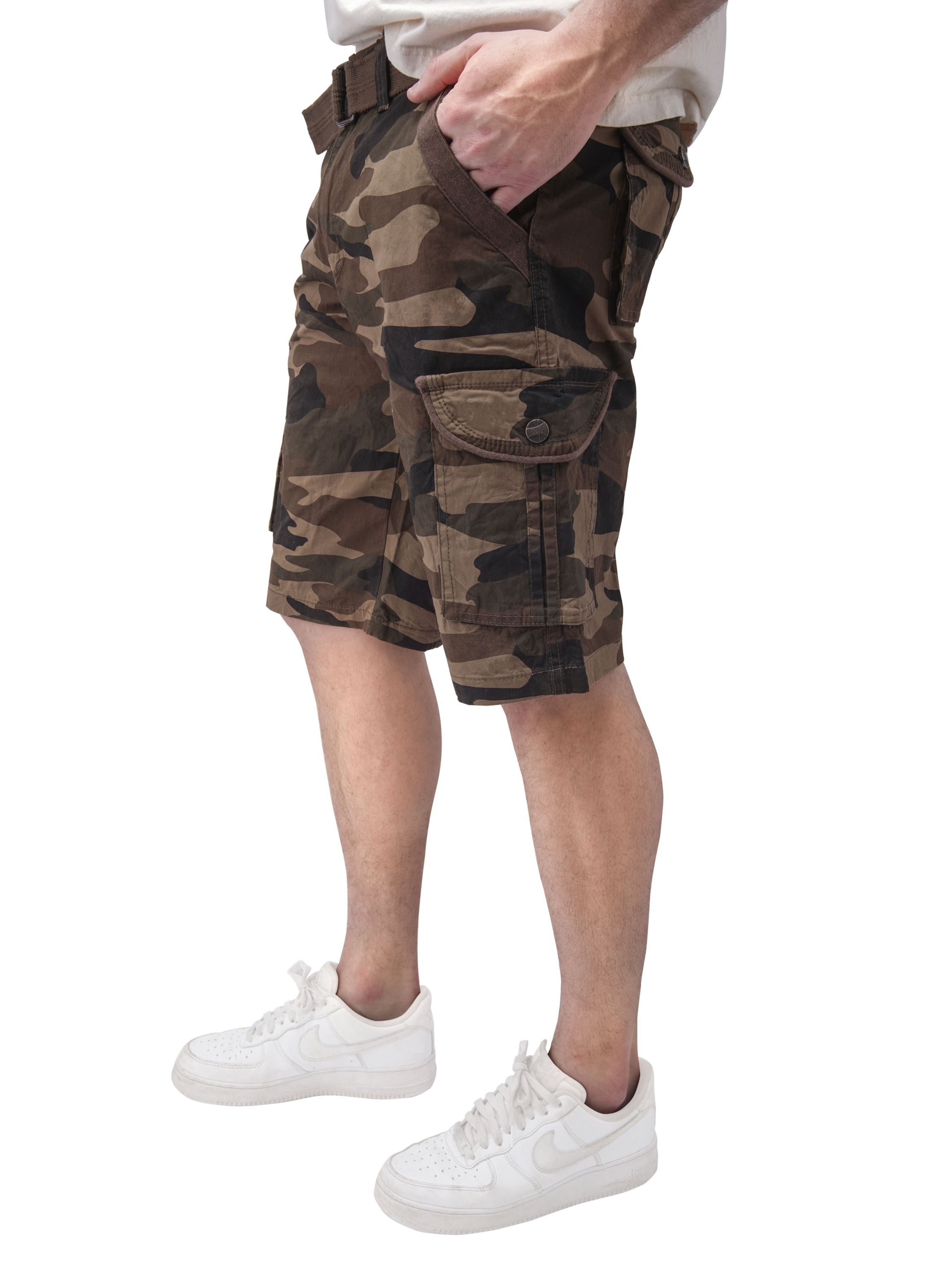 RAW X Mens Belted Relaxed Fit 12.5" Cargo Shorts