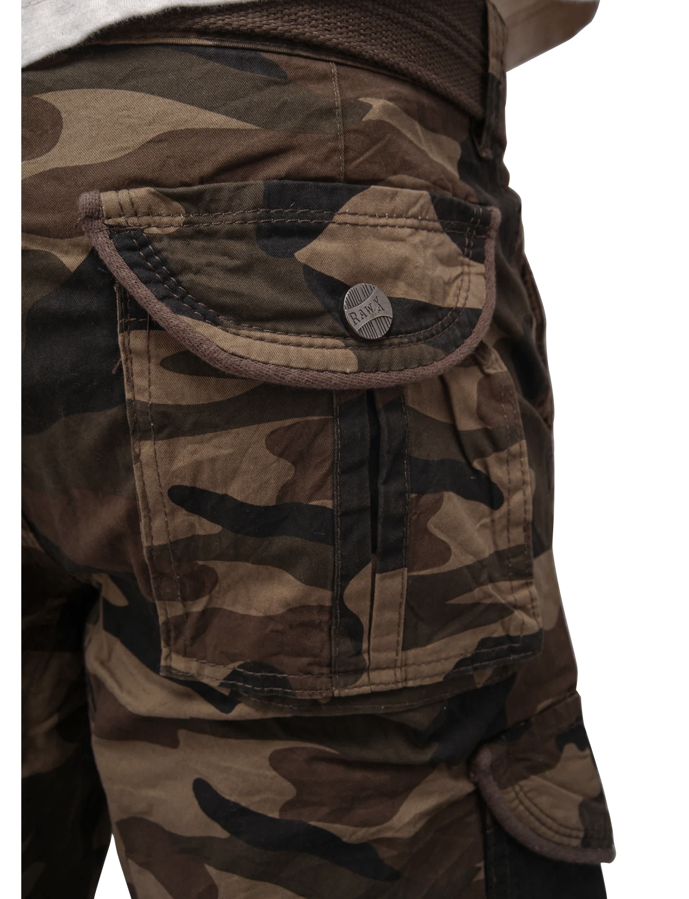 RAW X Mens Belted Relaxed Fit 12.5" Cargo Shorts